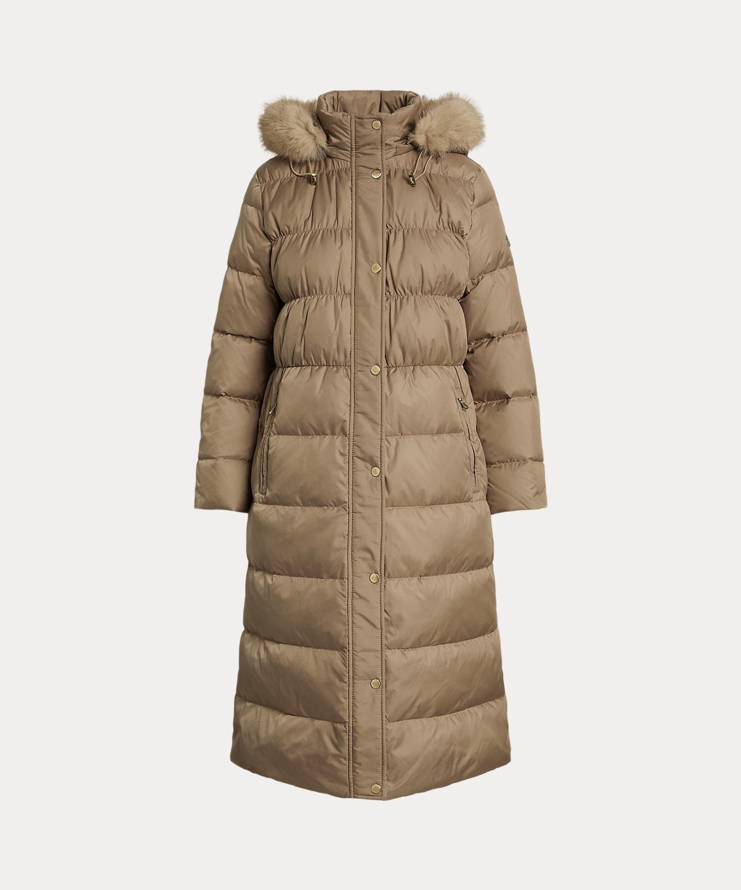 RALPH LAUREN｜フェイクファートリム フーデッド ダウン コート