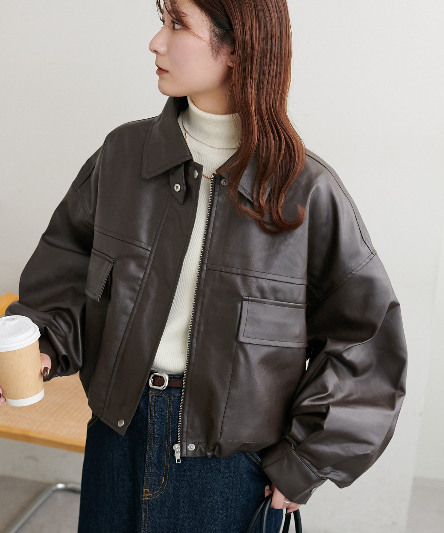 Discoat｜【新色追加!/WEB限定】2WAYフェイクレザーブルゾン | Rakuten