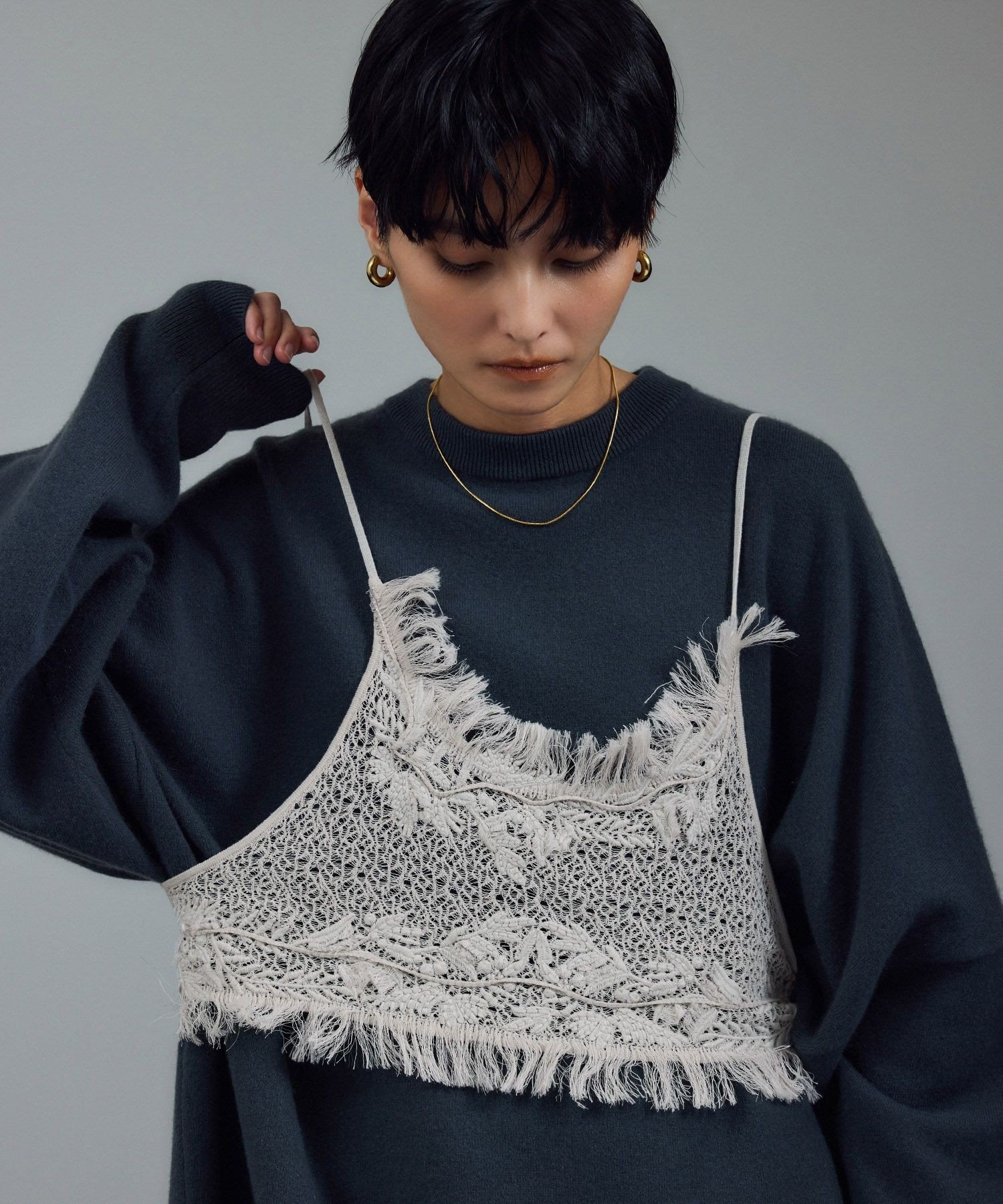 SALON adam et rope'｜レースシアーキャミソール[セットアップ対応