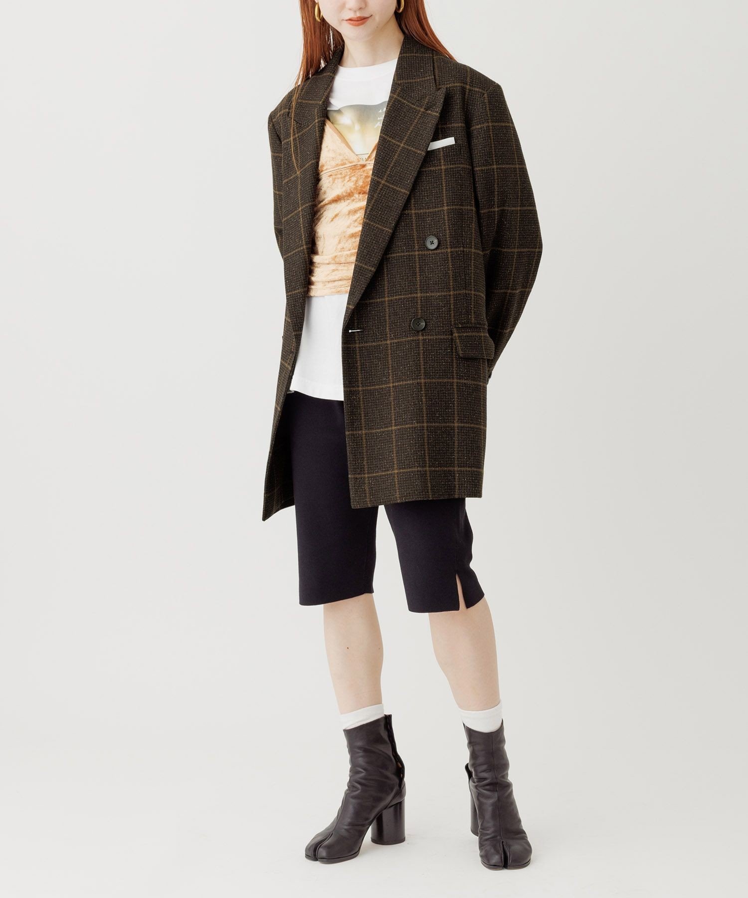 Ameri Vintage チェック柄ダブルブレストジャケット チェック柄 ダブル