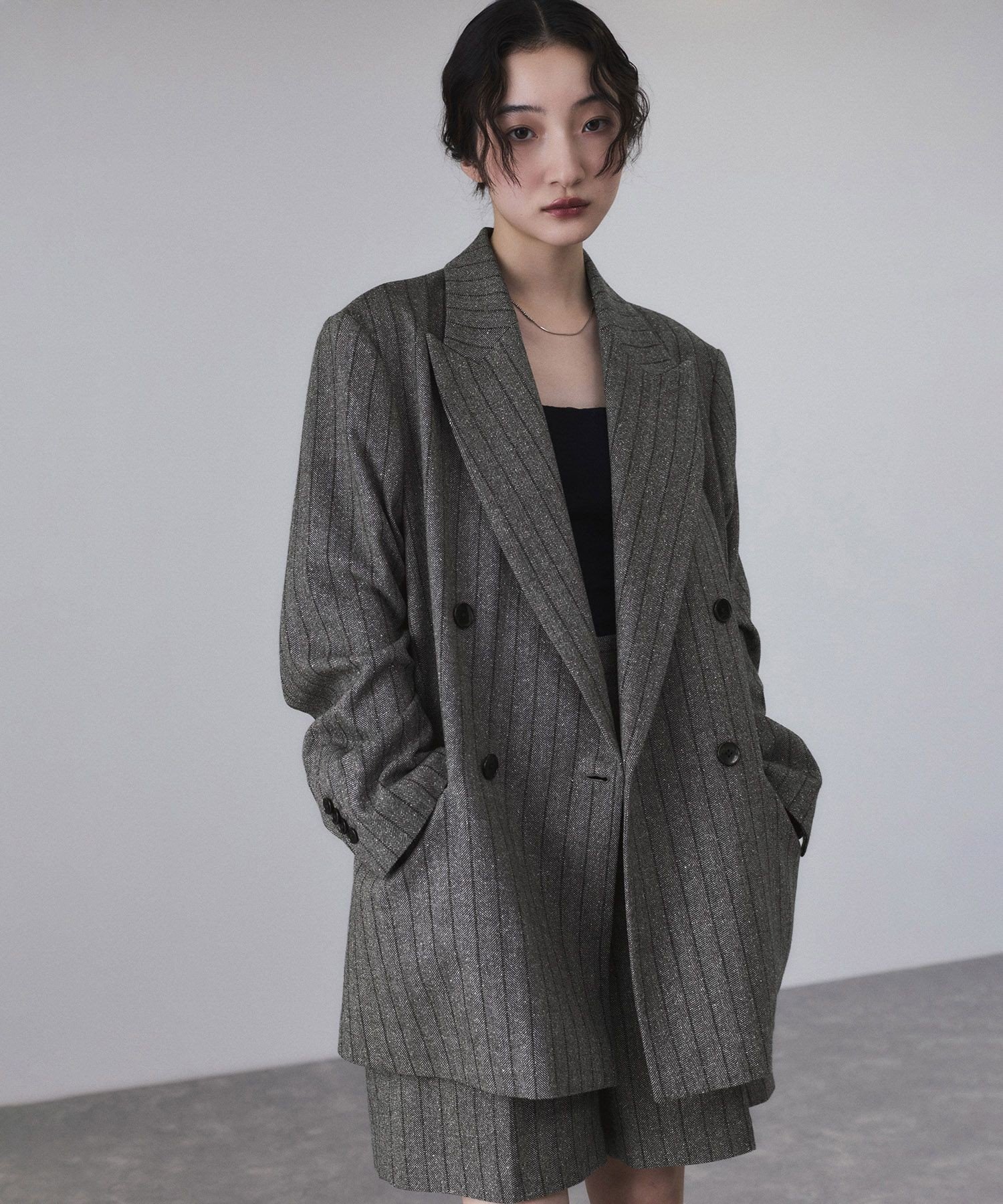 ADAM ET ROPE'｜ダブルブレストツイード&チェックジャケット | Rakuten