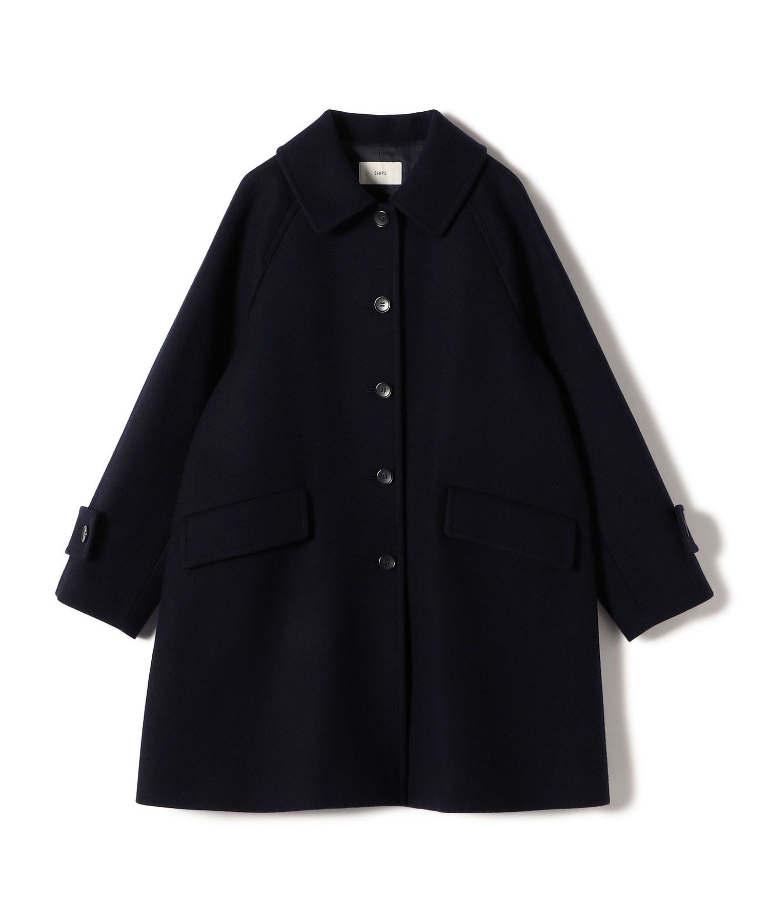 SHIPS｜千鳥 / ソリッド ウール メルトン ステンカラー コート