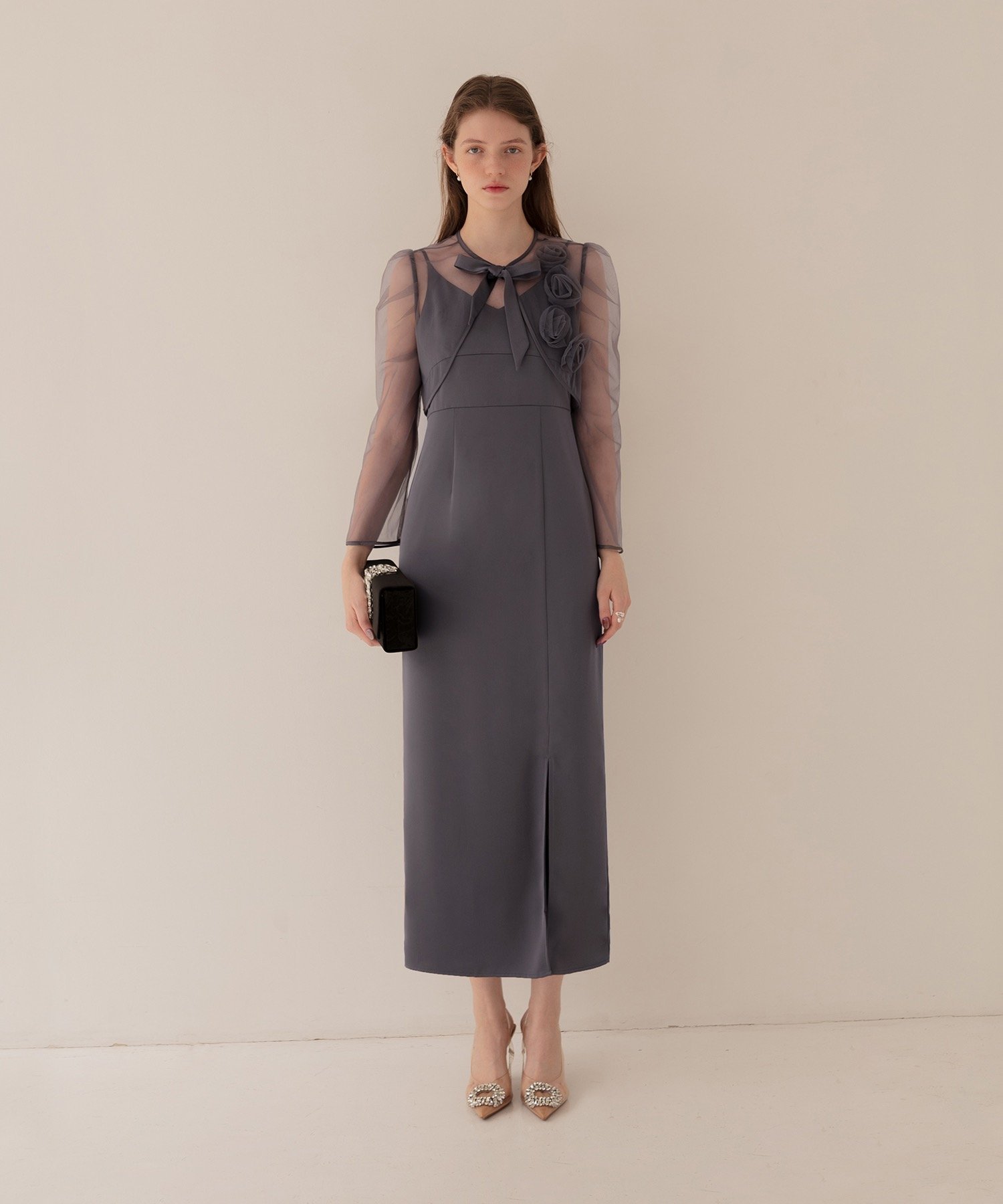 Leja｜LEJA-ローズボレロシアースリーブIラインワンピースドレス 結婚