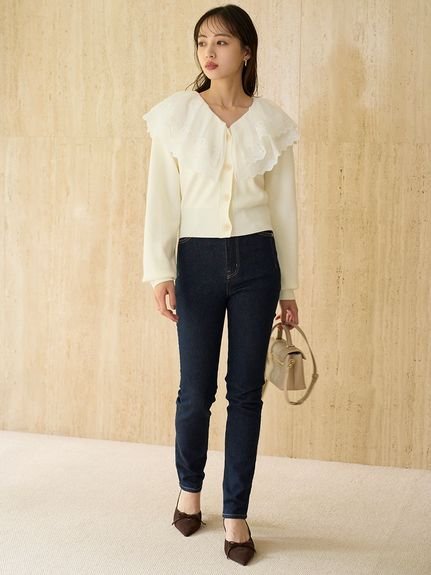 SNIDEL｜レースカラーニットプルオーバー | Rakuten Fashion(楽天