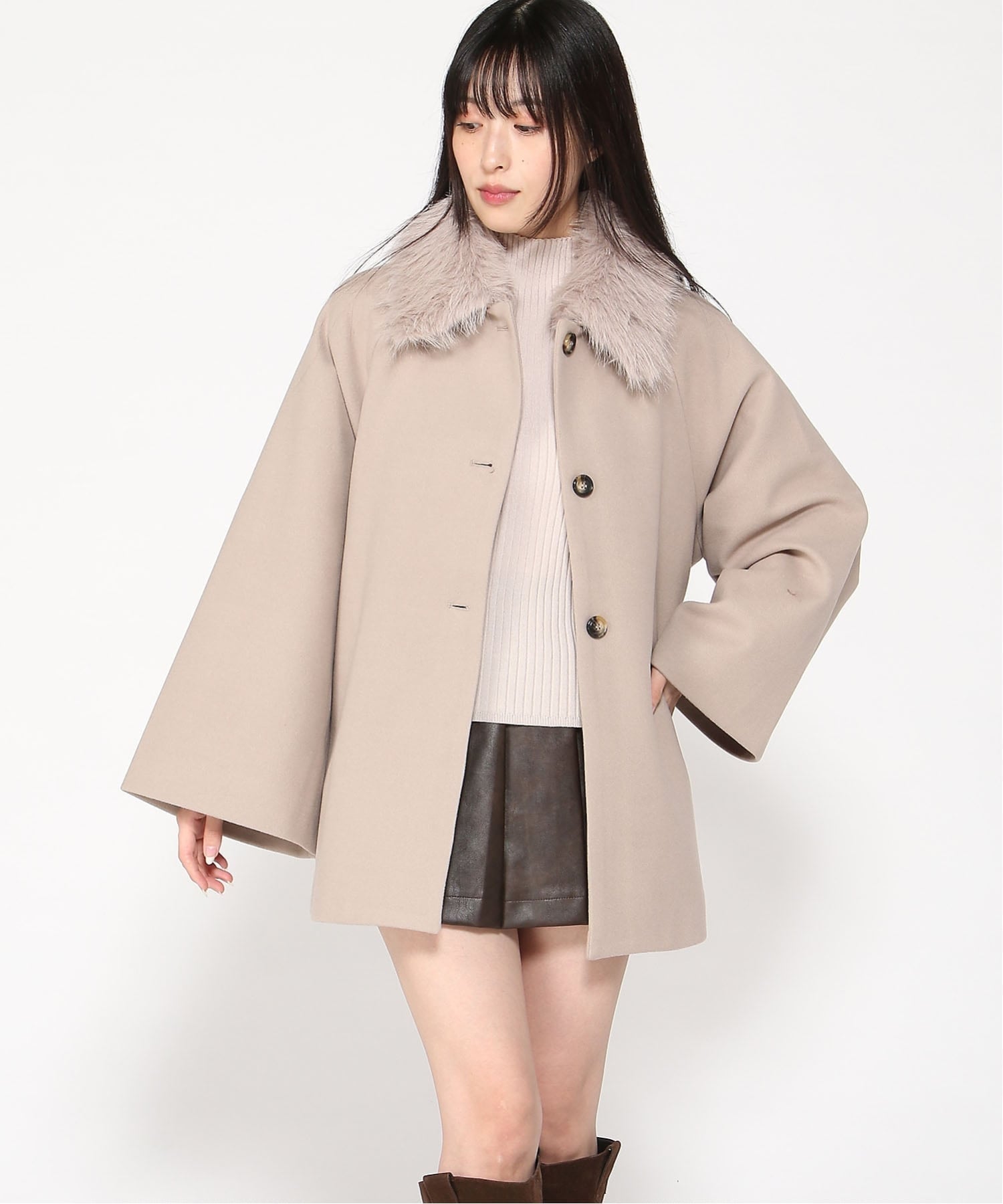 INGNI｜ファー取り外しケープコート | Rakuten Fashion(楽天