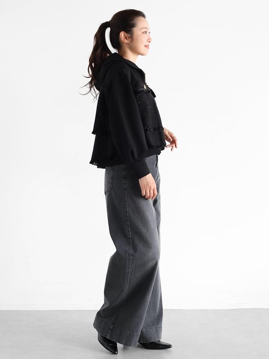 Vin｜フリルツイードドッキングパーカー | Rakuten Fashion(楽天