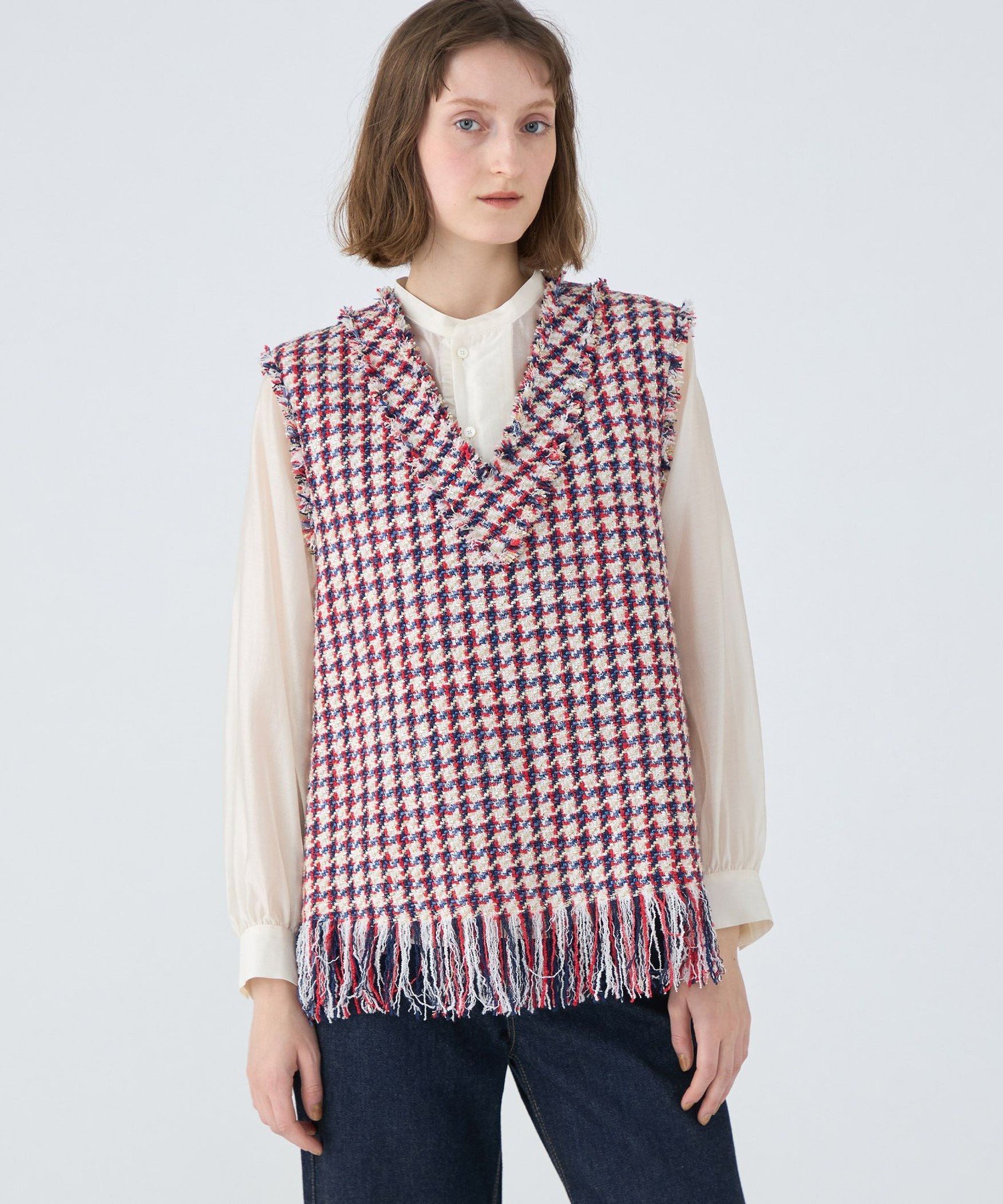 TOMORROWLAND｜メタリックツイード Vネックベスト | Rakuten Fashion