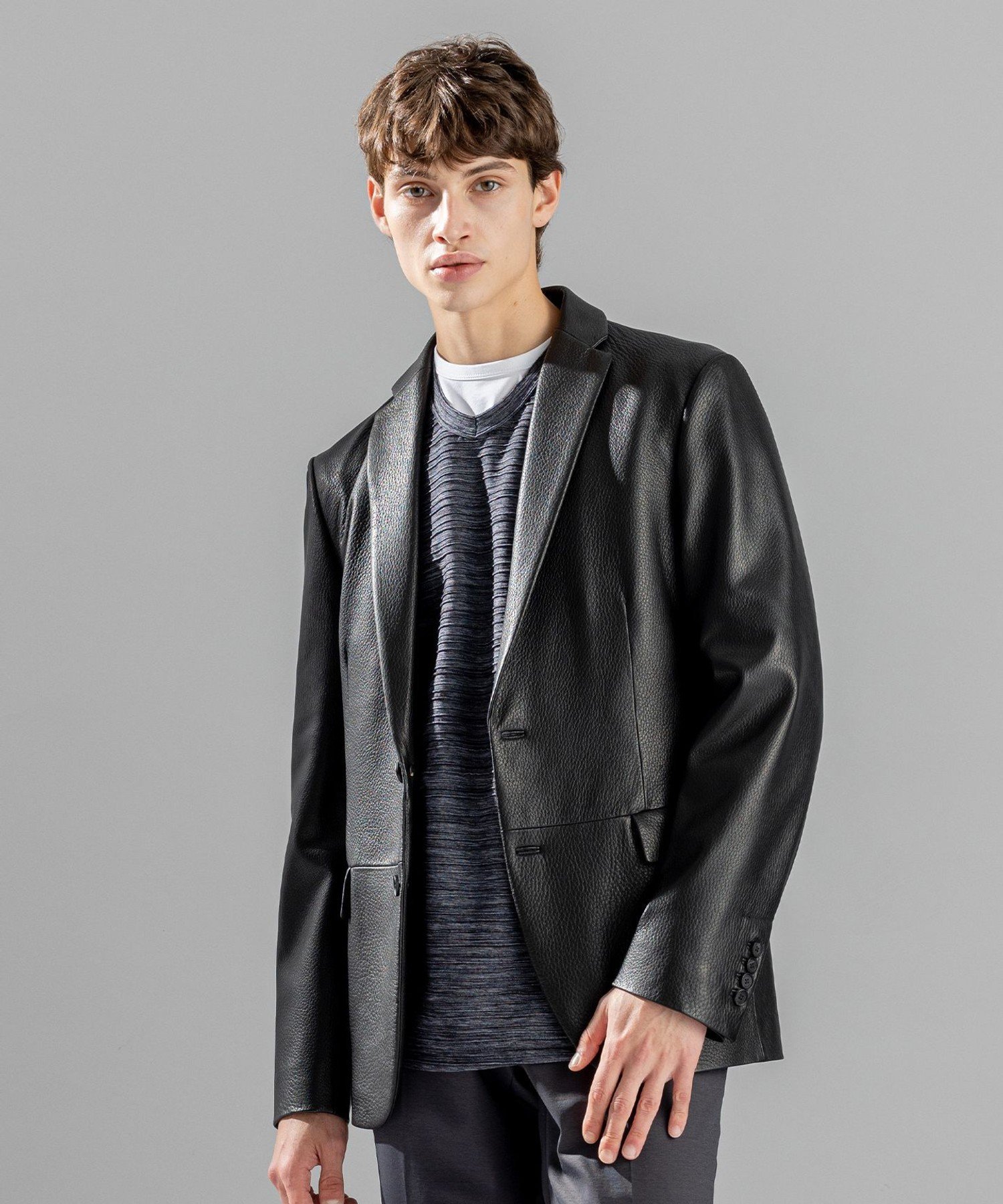 JOSEPH HOMME｜【LEON 掲載】ライトゴートシュリンクレザー ジャケット
