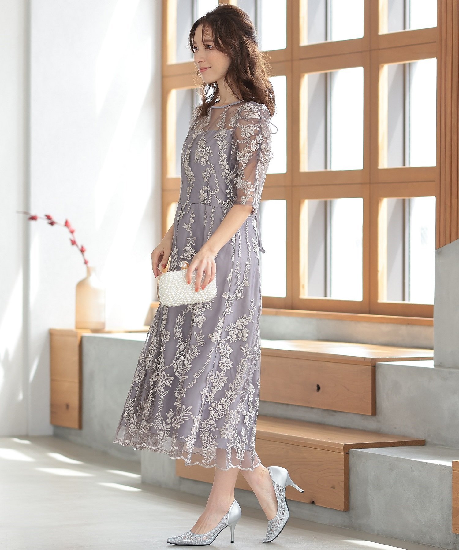 PREFERIR｜刺繍レースバックリボン結婚式パーティードレス | Rakuten