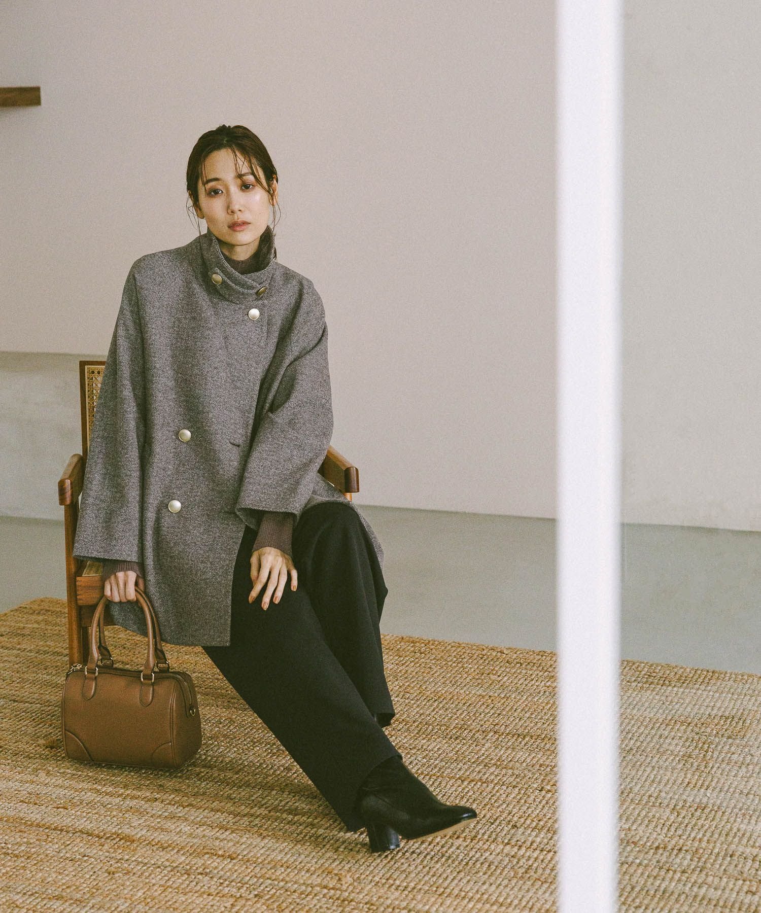 GLOBAL WORK｜軽やかストレッチ襟2WAYミドルコート/499658 | Rakuten