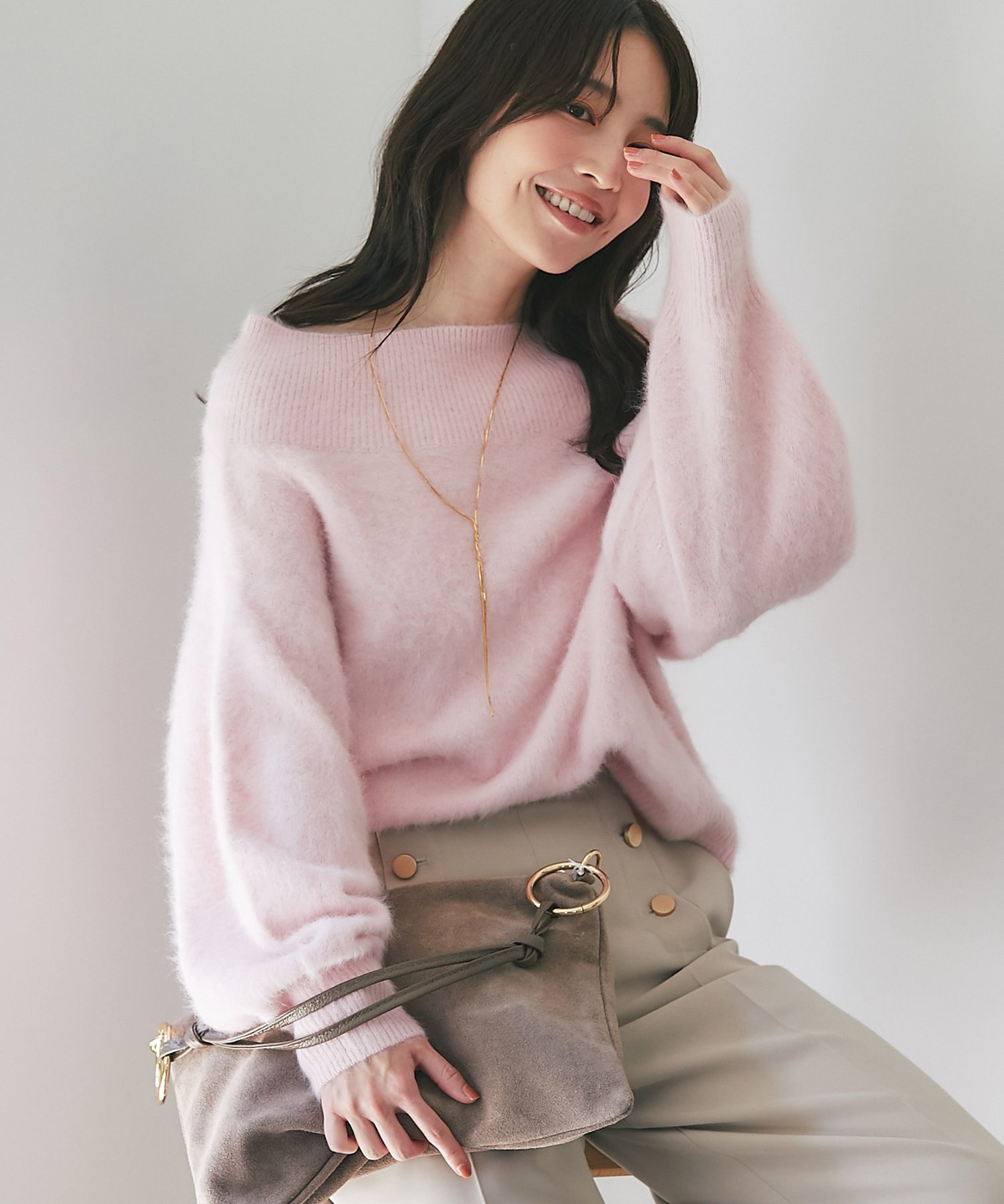 La boutique BonBon｜【今すぐお届け!】ヘアリーウールカシミア混リブ