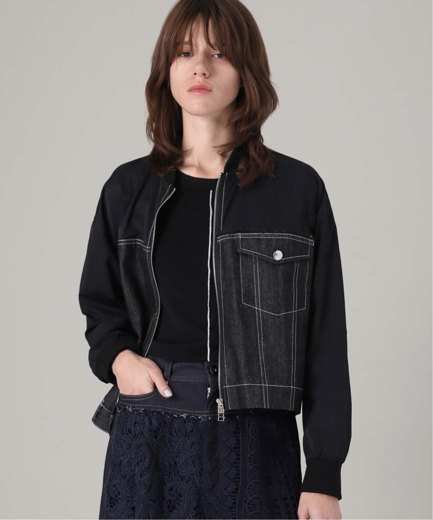 AULA AILA｜DENIM COMBINATION BLOUSON(25PS | Rakuten Fashion(楽天
