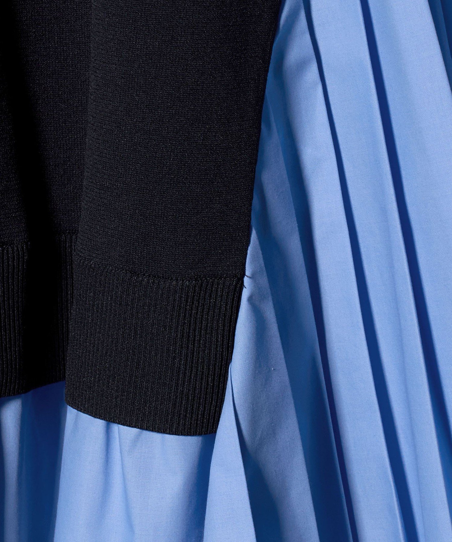 UNITED ARROWS｜プリーツ コンビ ニット ブラウス -ウォッシャブル