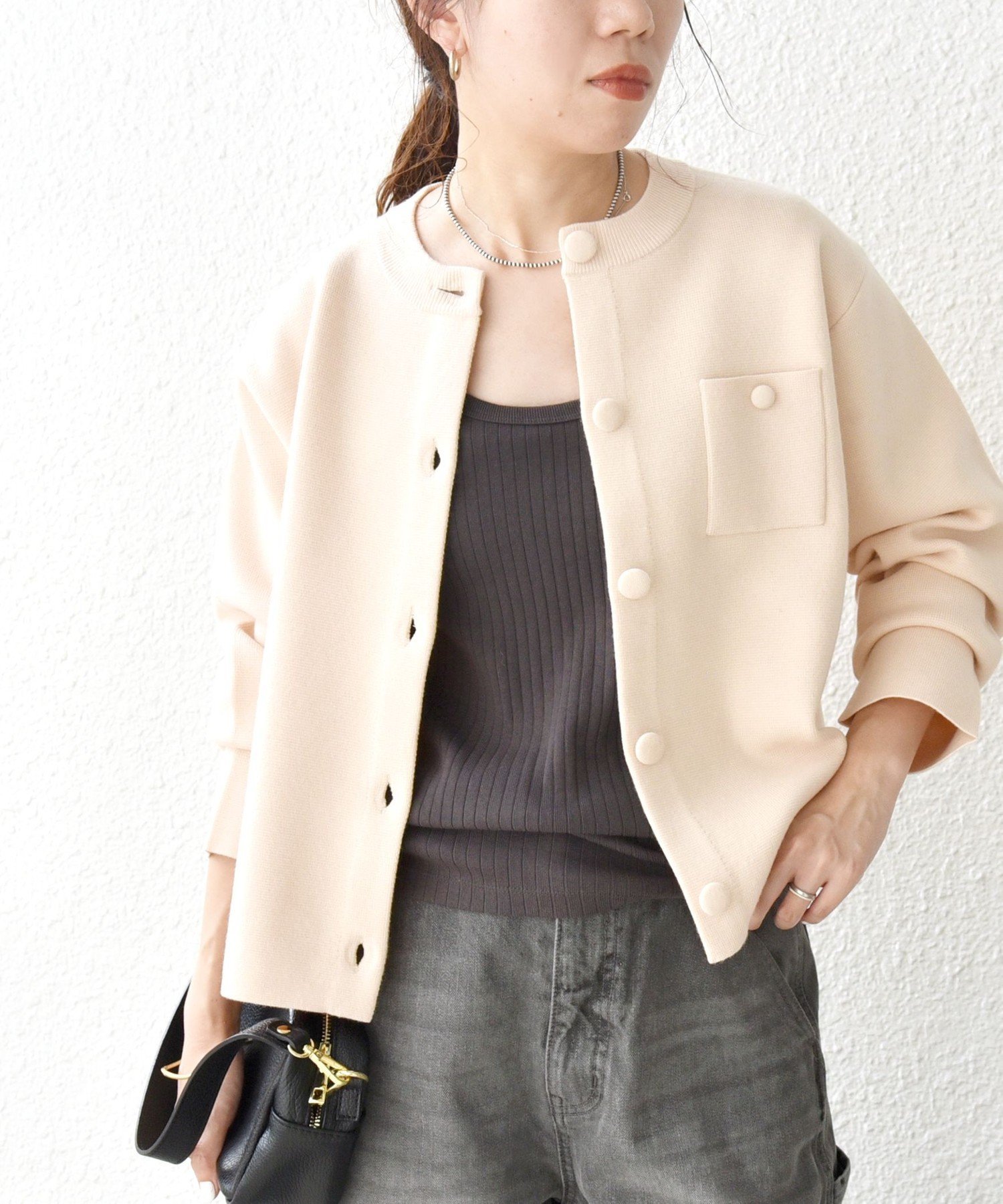 SHIPS｜SHIPS any: ミラノリブ ノーカラー ニット ジャケット