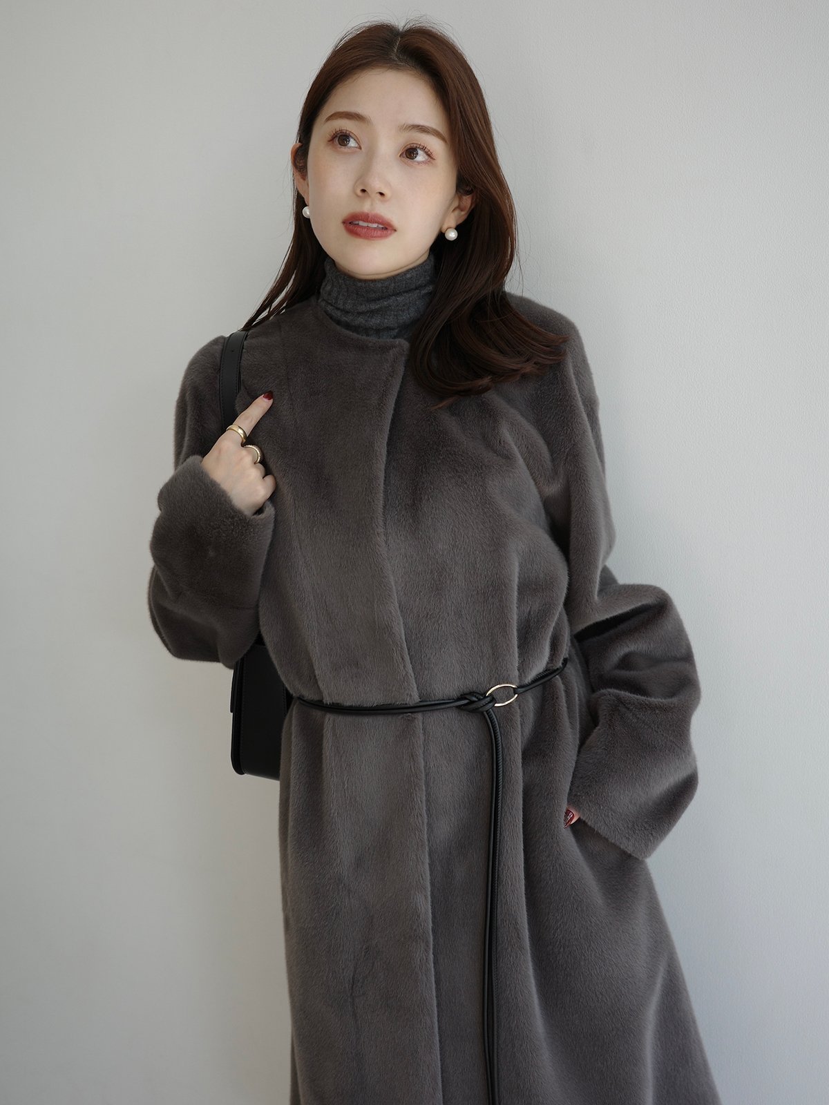 anuans｜ECOPELノーカラーファーコート | Rakuten Fashion(楽天