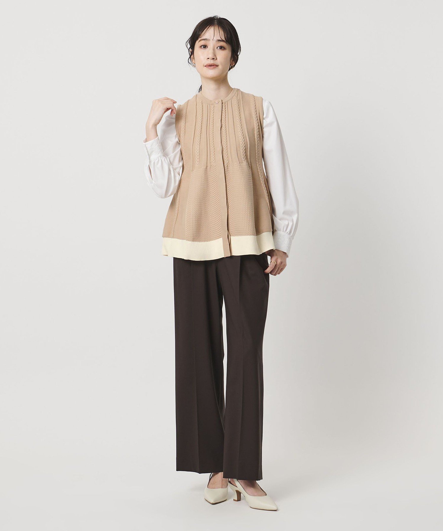 UNITED ARROWS｜ケーブル ペプラム ノースリーブ ニット ベスト