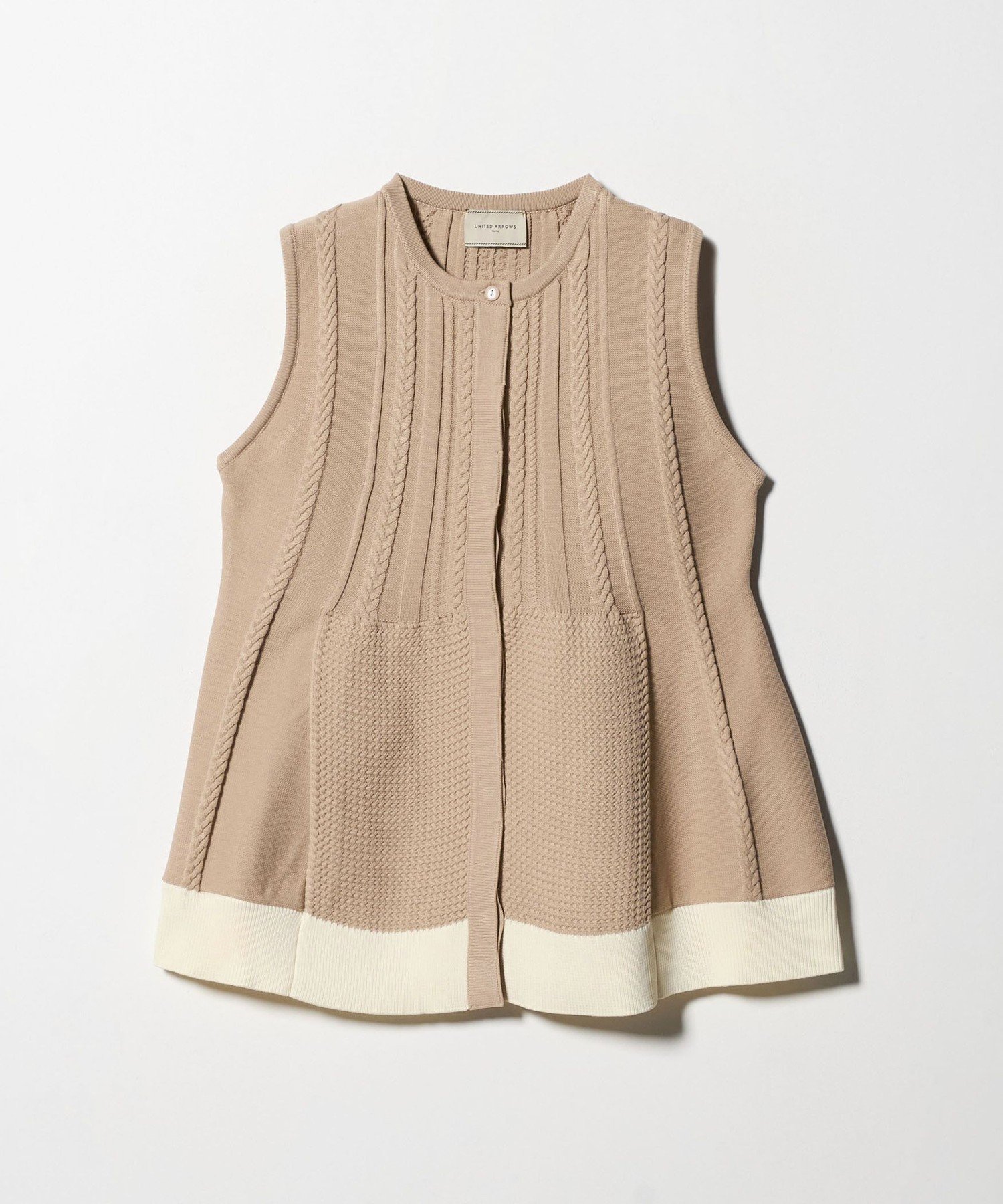 UNITED ARROWS｜ケーブル ペプラム ノースリーブ ニット ベスト
