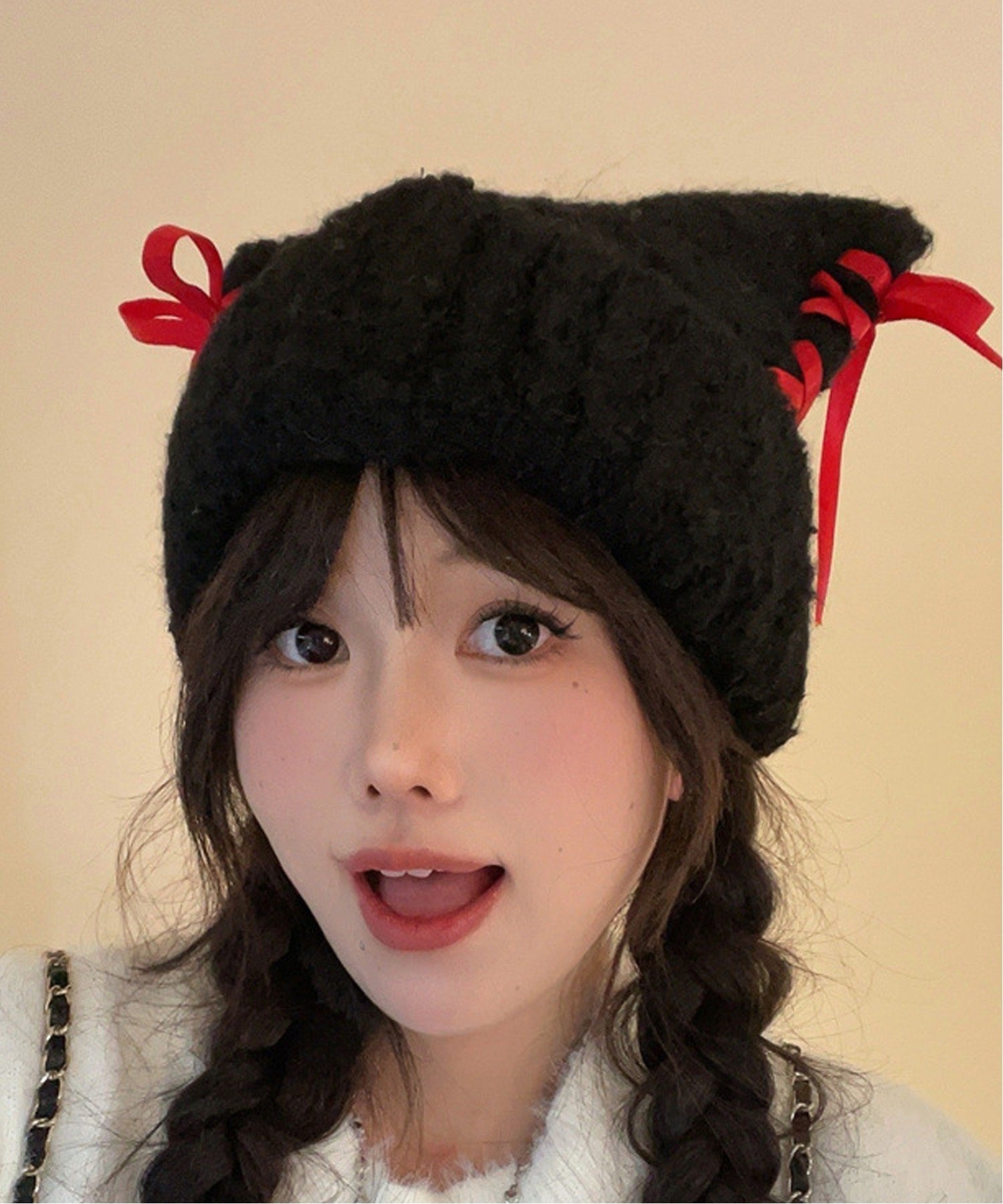 CERCA｜Nia/(W)Nia(ニア)/レースアップリボン 猫耳ビーニー スクエア