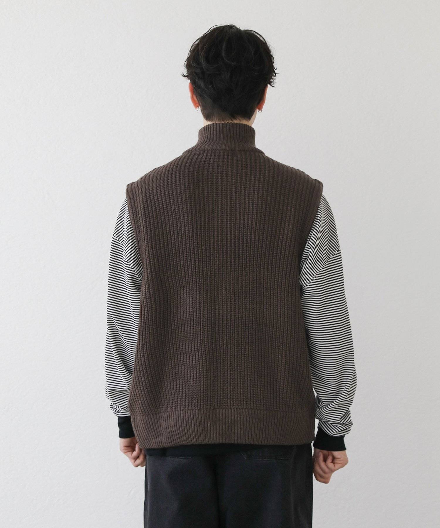 THE CASUAL｜ダブルジップ畦編みドライバーズニットベストジップベスト