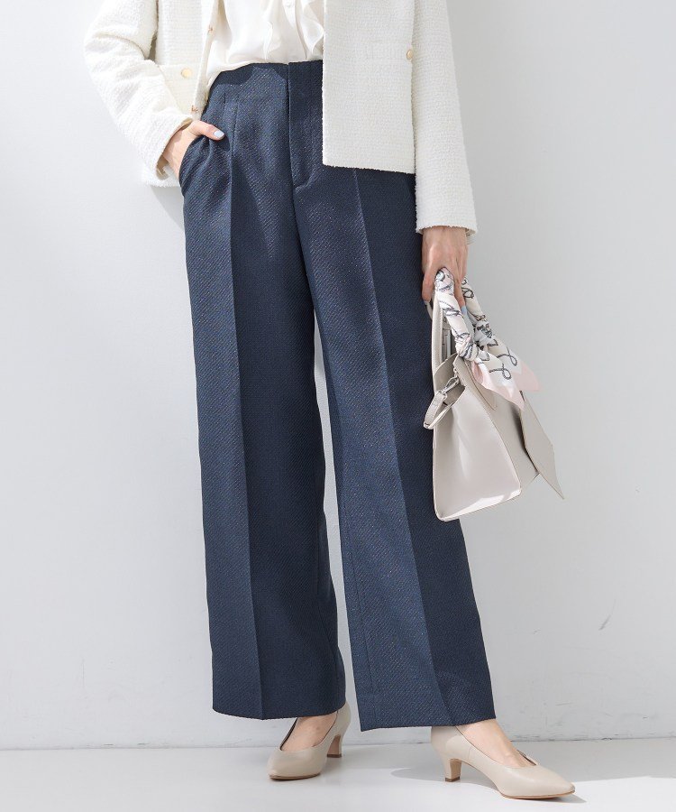 INDIVI｜【褒められパンツ/ウール調素材】ラメ混ワイドパンツ