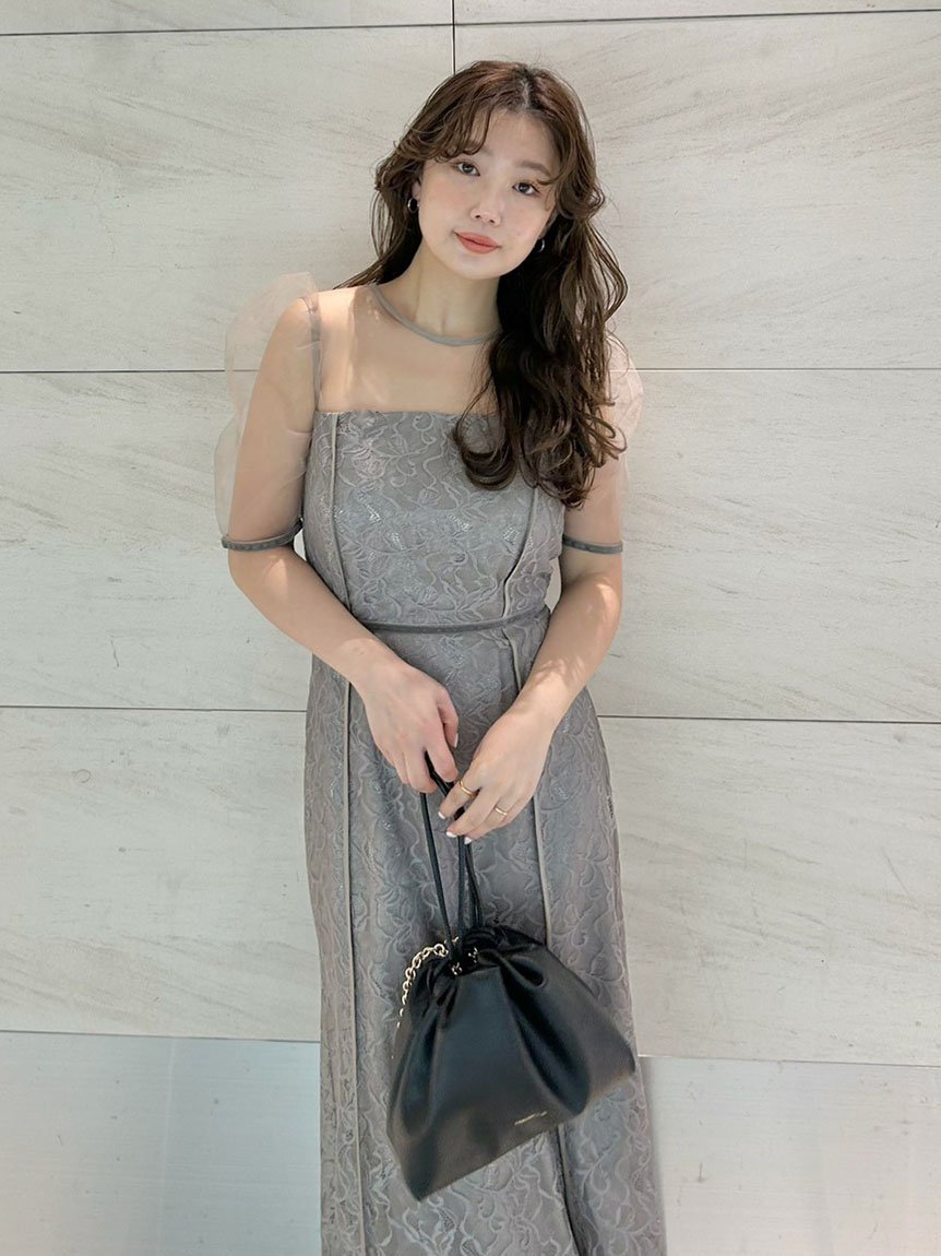 FRAY I.D｜シルバーリーフレースレイヤードドレス | Rakuten Fashion