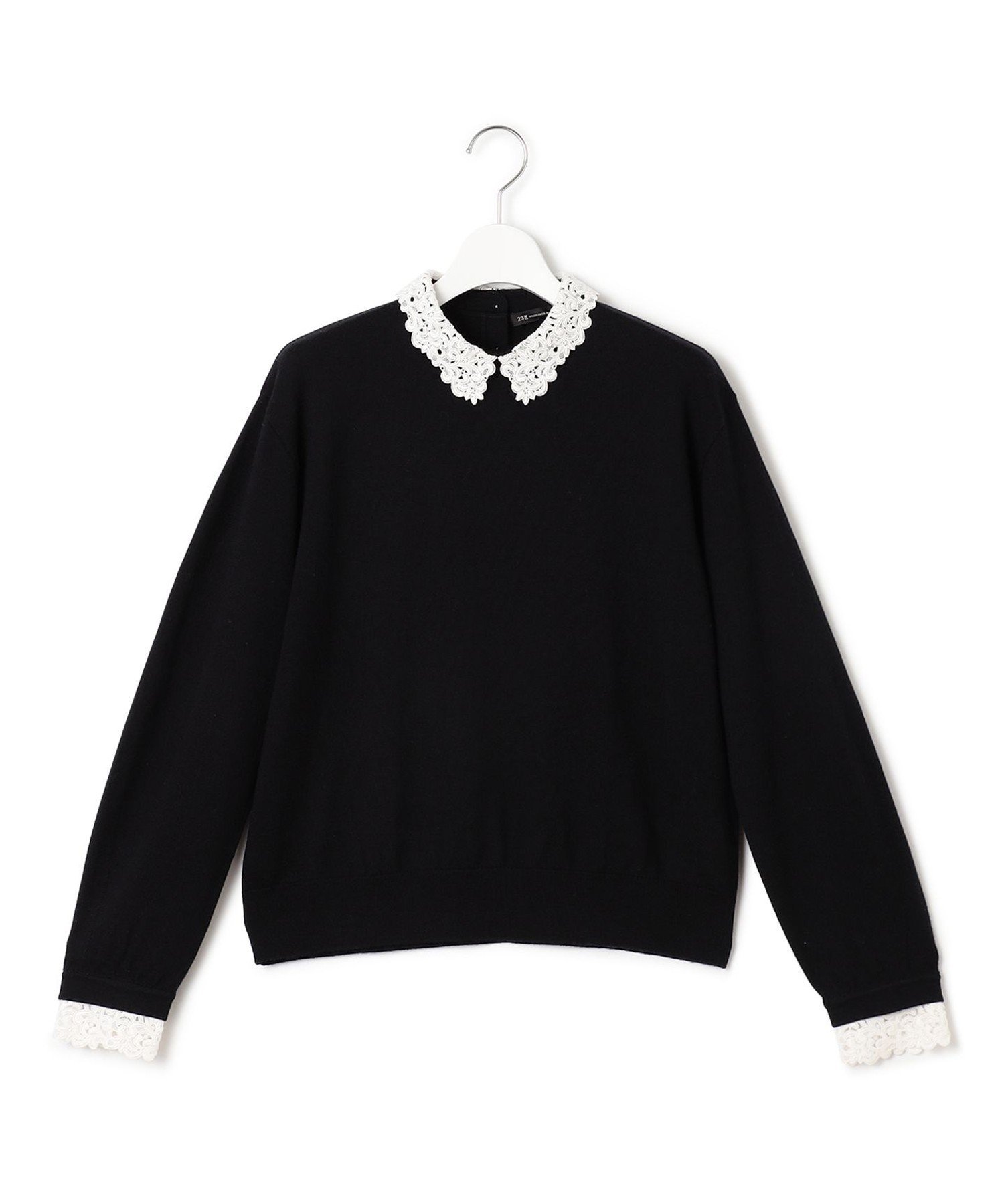 23区｜【洗える】エンブロイダリー フラワーレースコンビ ニット