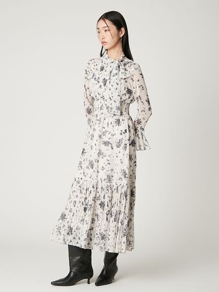 FRAY I.D｜ボウタイプリーツプリントワンピース | Rakuten Fashion