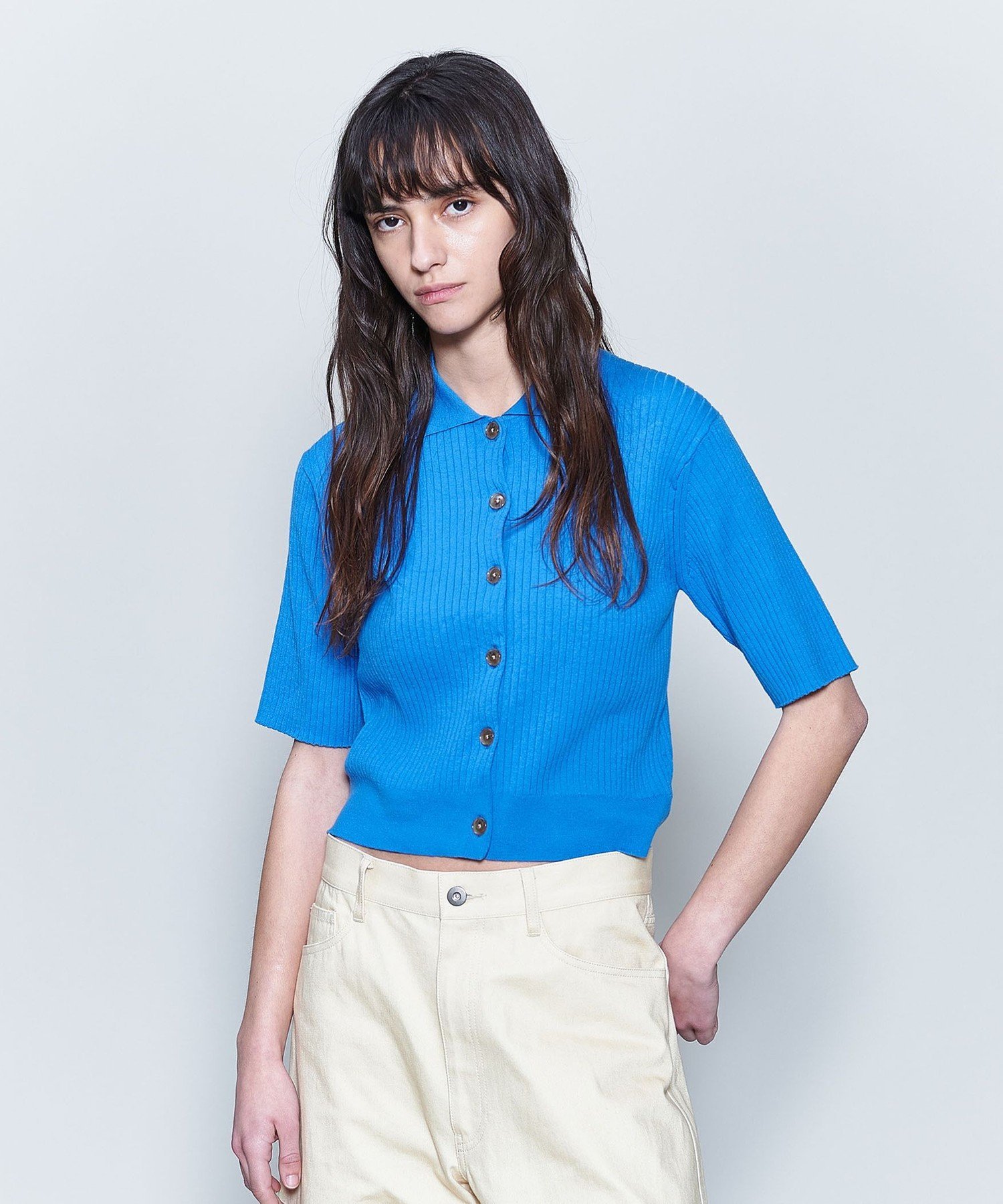 ＜6(ROKU)＞リブシャツカーディガン 6（ロク）の「＜6(ROKU)＞リブシャツカーディガン 2024SS