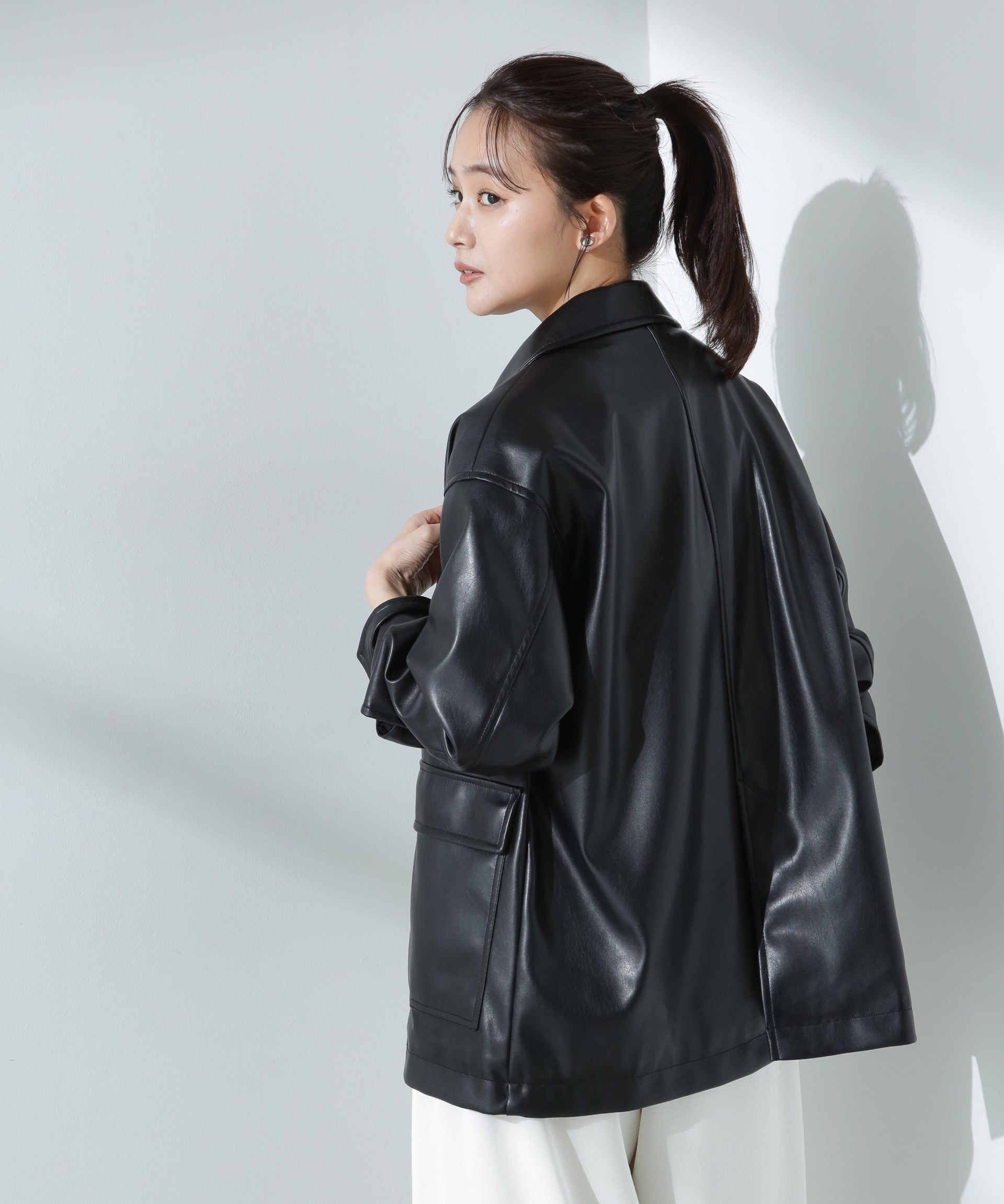 NANO universe｜フェイクレザーシャツジャケット | Rakuten Fashion