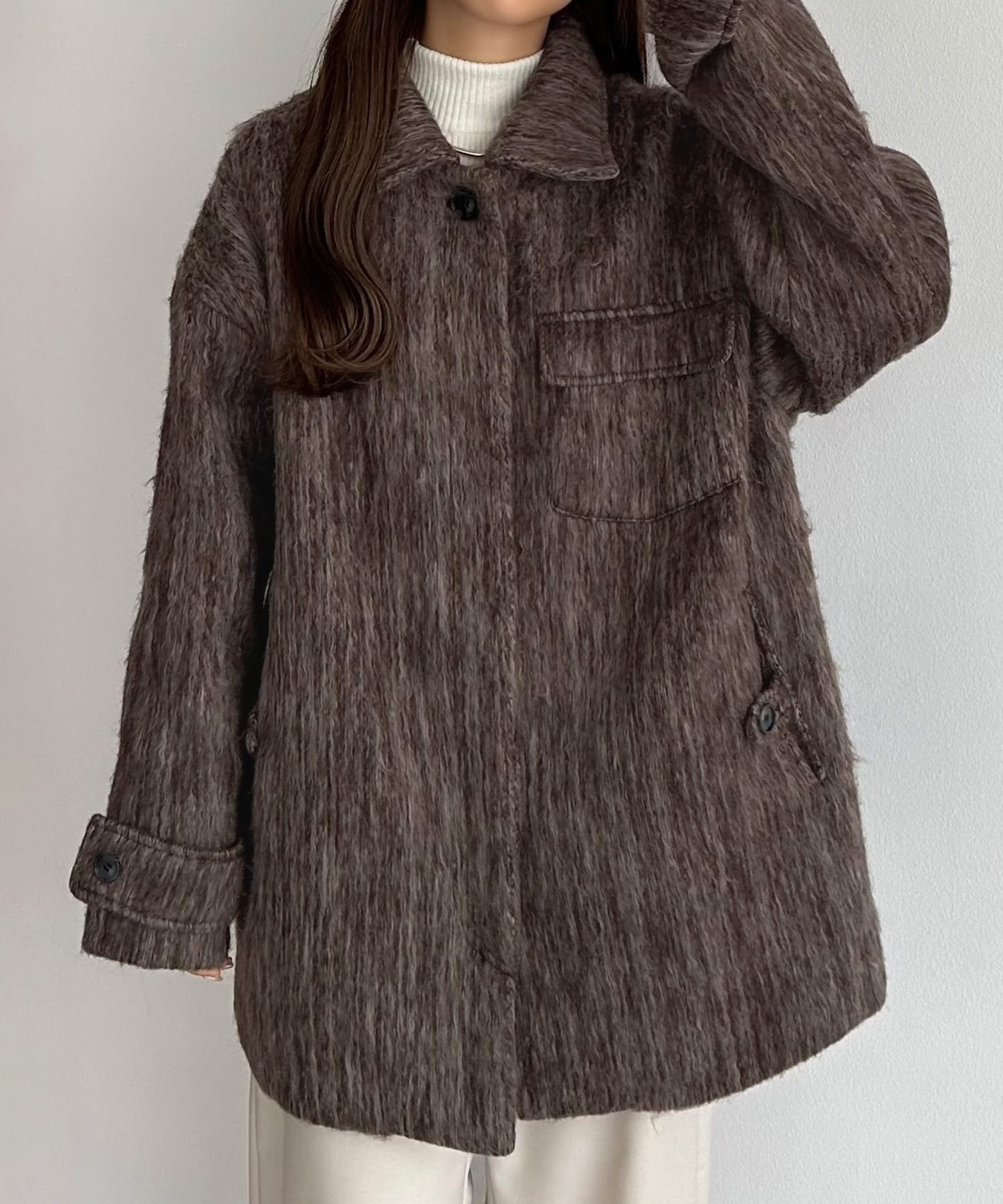 JUNOAH｜callautia シャギーミドルコート | Rakuten Fashion(楽天