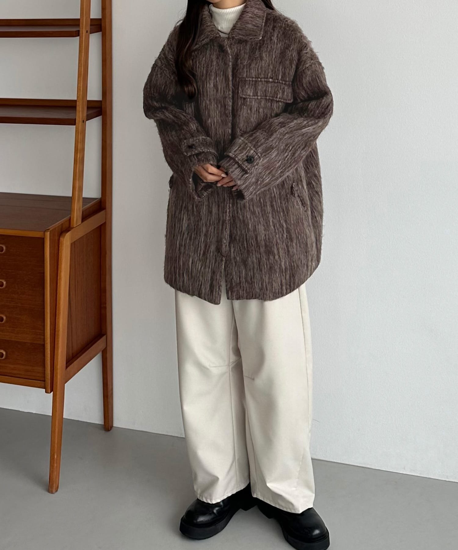 JUNOAH｜callautia シャギーミドルコート | Rakuten Fashion(楽天