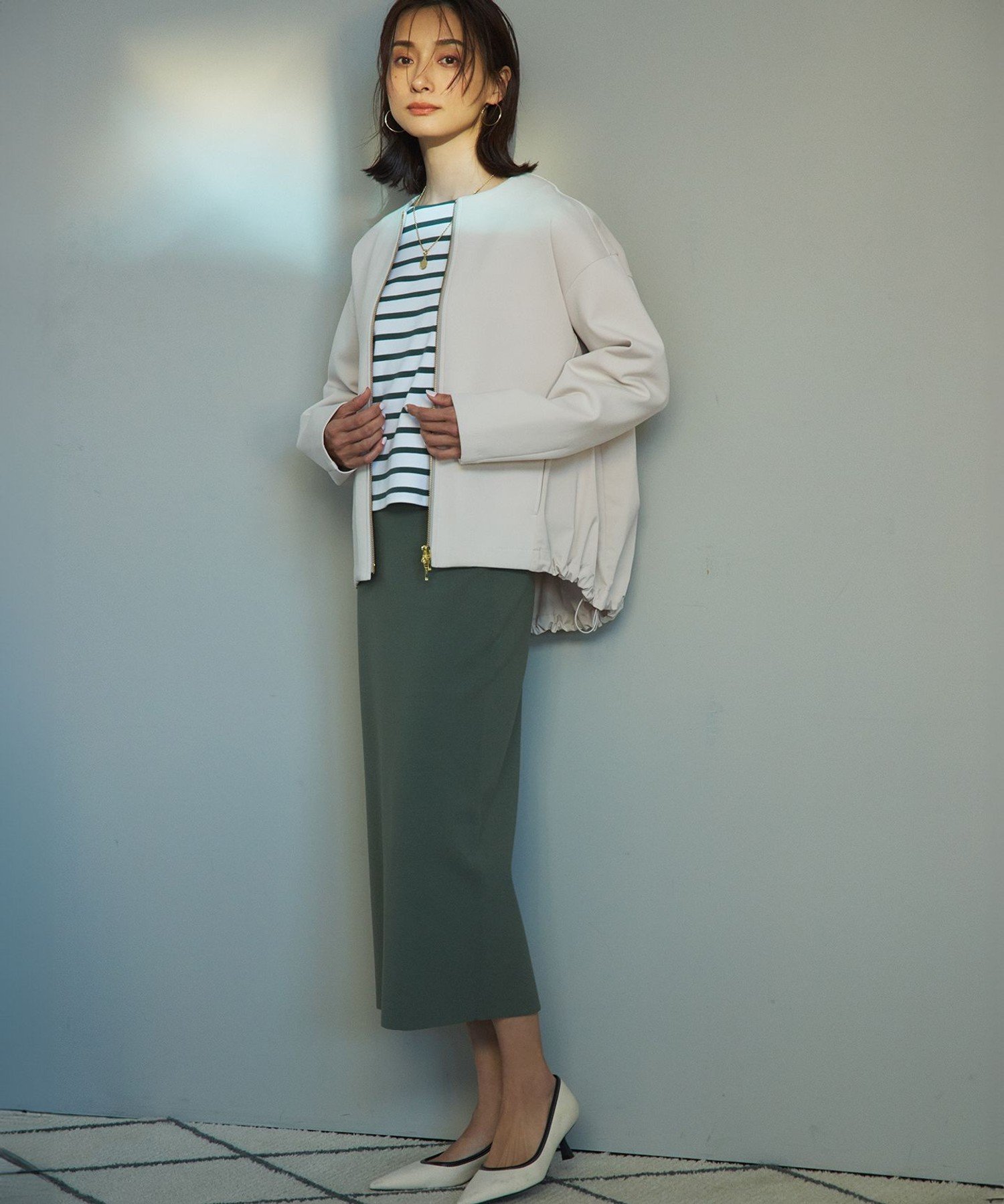 23区｜【洗える】コットンエアー ギャザー ライトアウター | Rakuten