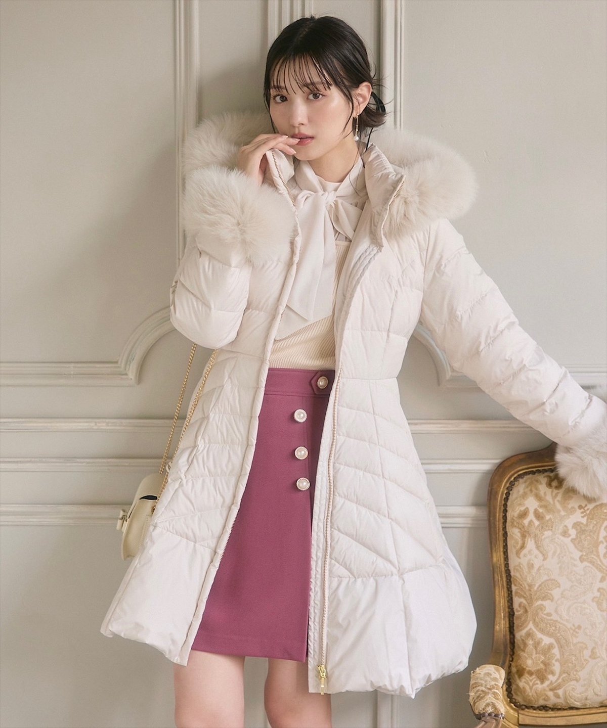 SWINGLE｜FOXファー付ドレスダウンコート | Rakuten Fashion(楽天