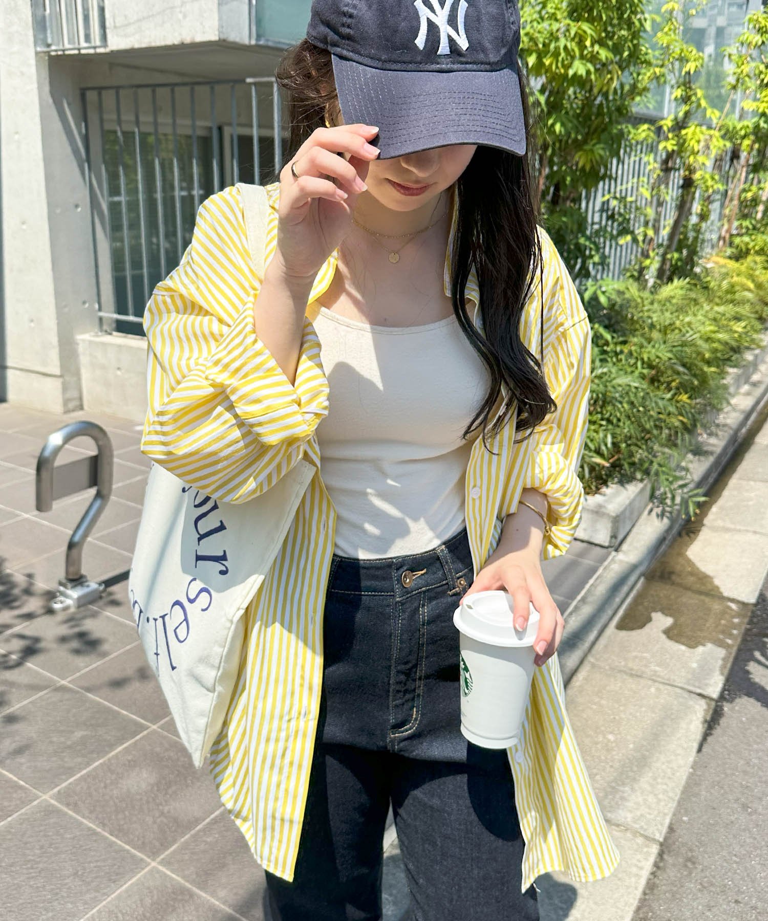 andme｜カラーストライプ 長袖 バンドカラー シャツ | Rakuten Fashion