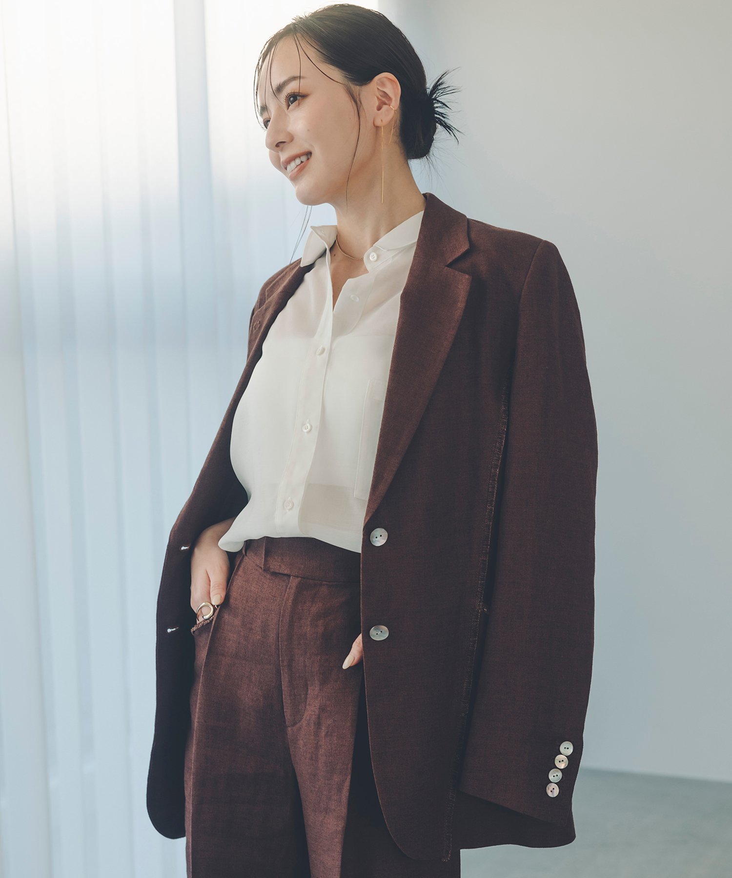 anuans｜リネンテーラードジャケット | Rakuten Fashion(楽天