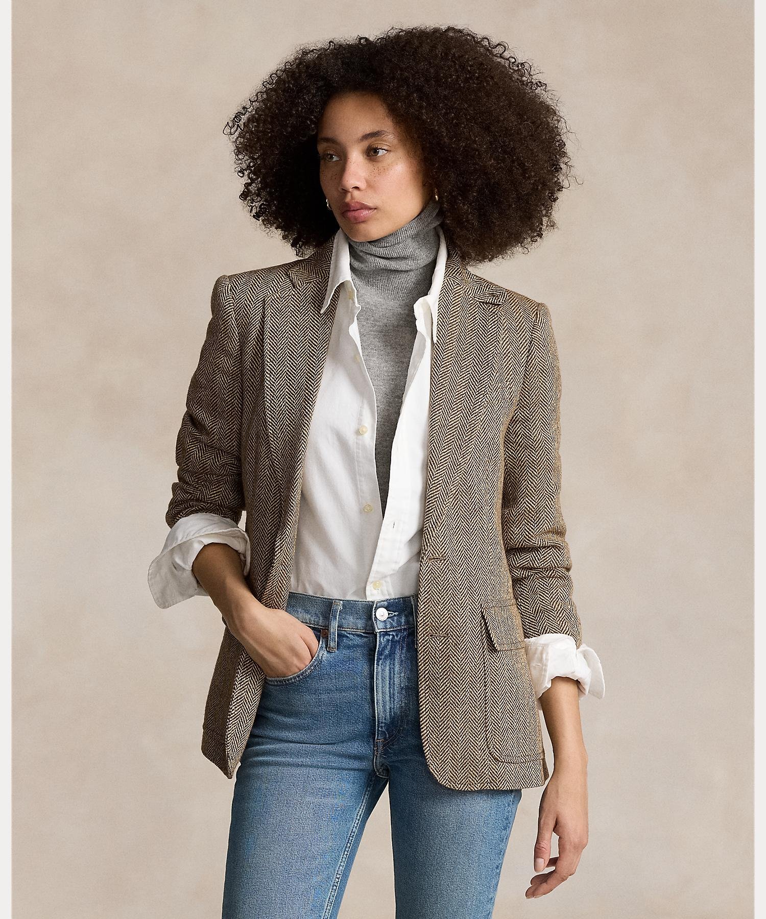 RALPH LAUREN｜ヘリンボーン リネンブレンド ブレザー | Rakuten