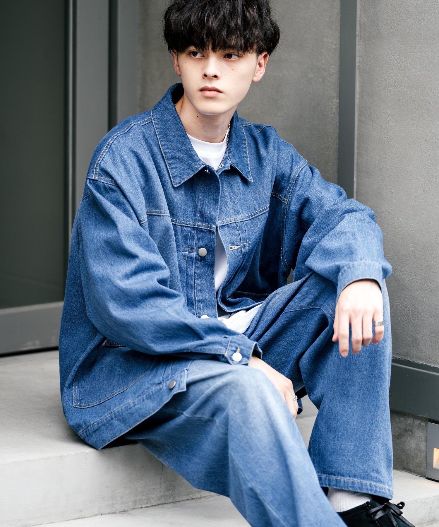 Rocky Monroe｜オーバーサイズデニムジャケット+ワイドパンツ