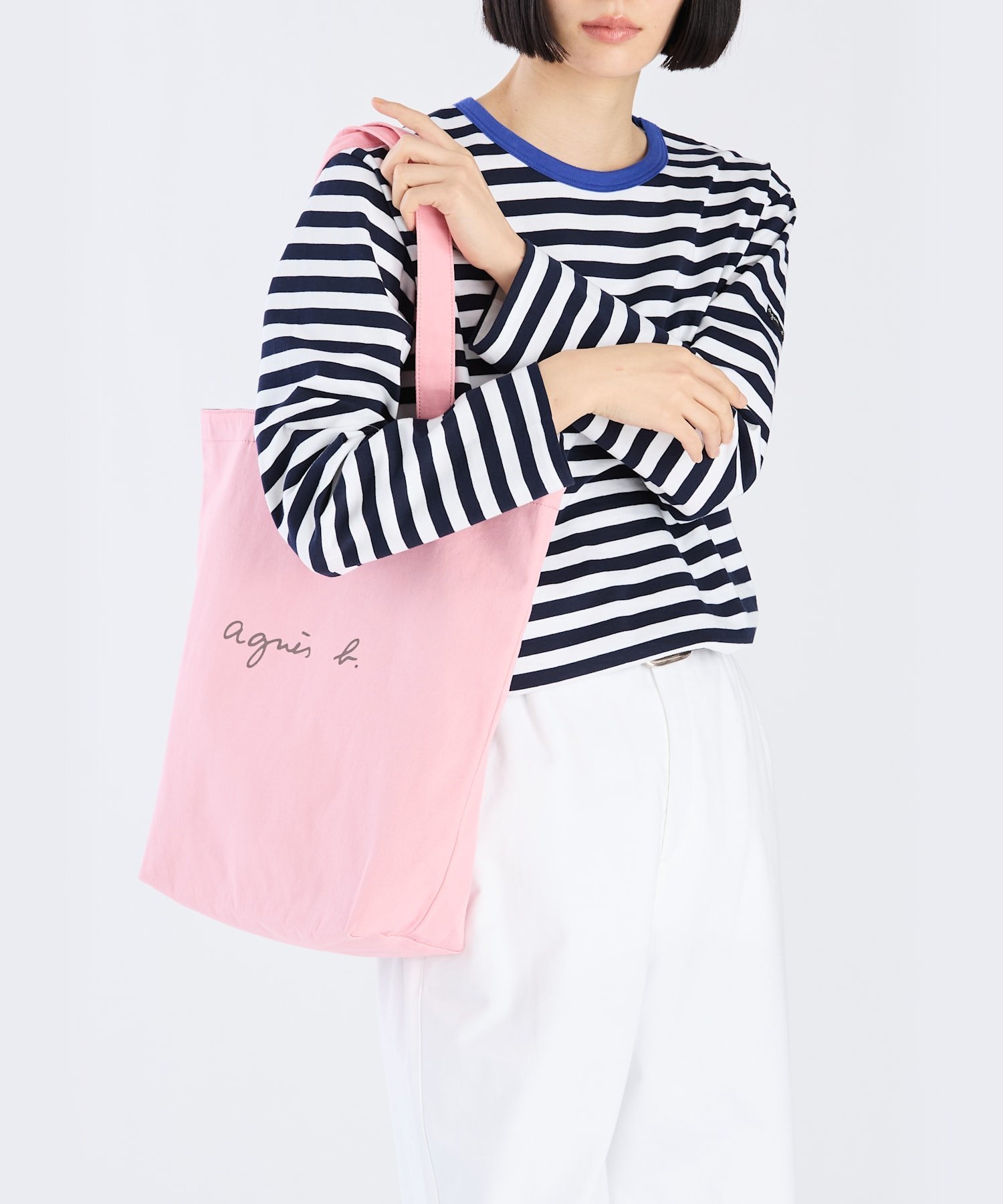 agnes b.｜ロゴ コットン リバーシブル トートバッグ 
