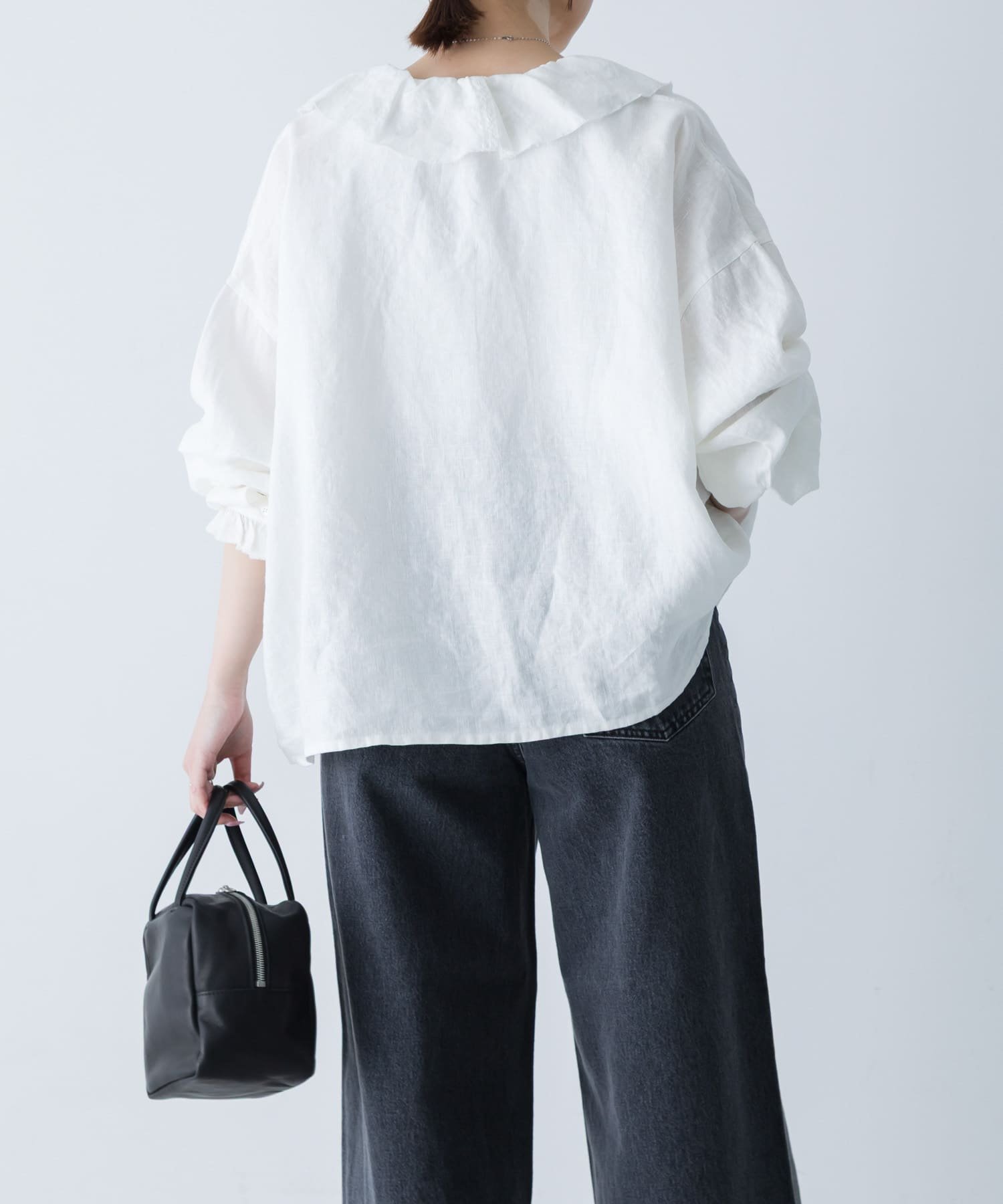 かぐれ｜リネンフリルカラーシャツ | Rakuten Fashion(楽天