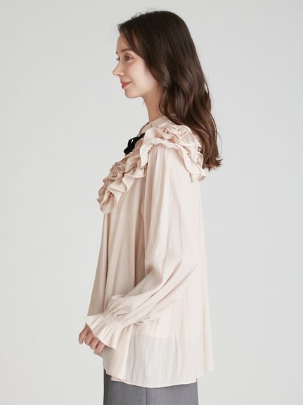 CELFORD｜【ウォッシャブル】フリルヨークシャツカラーブラウス