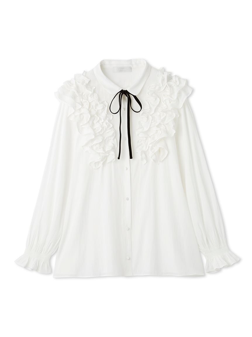 CELFORD｜【ウォッシャブル】フリルヨークシャツカラーブラウス