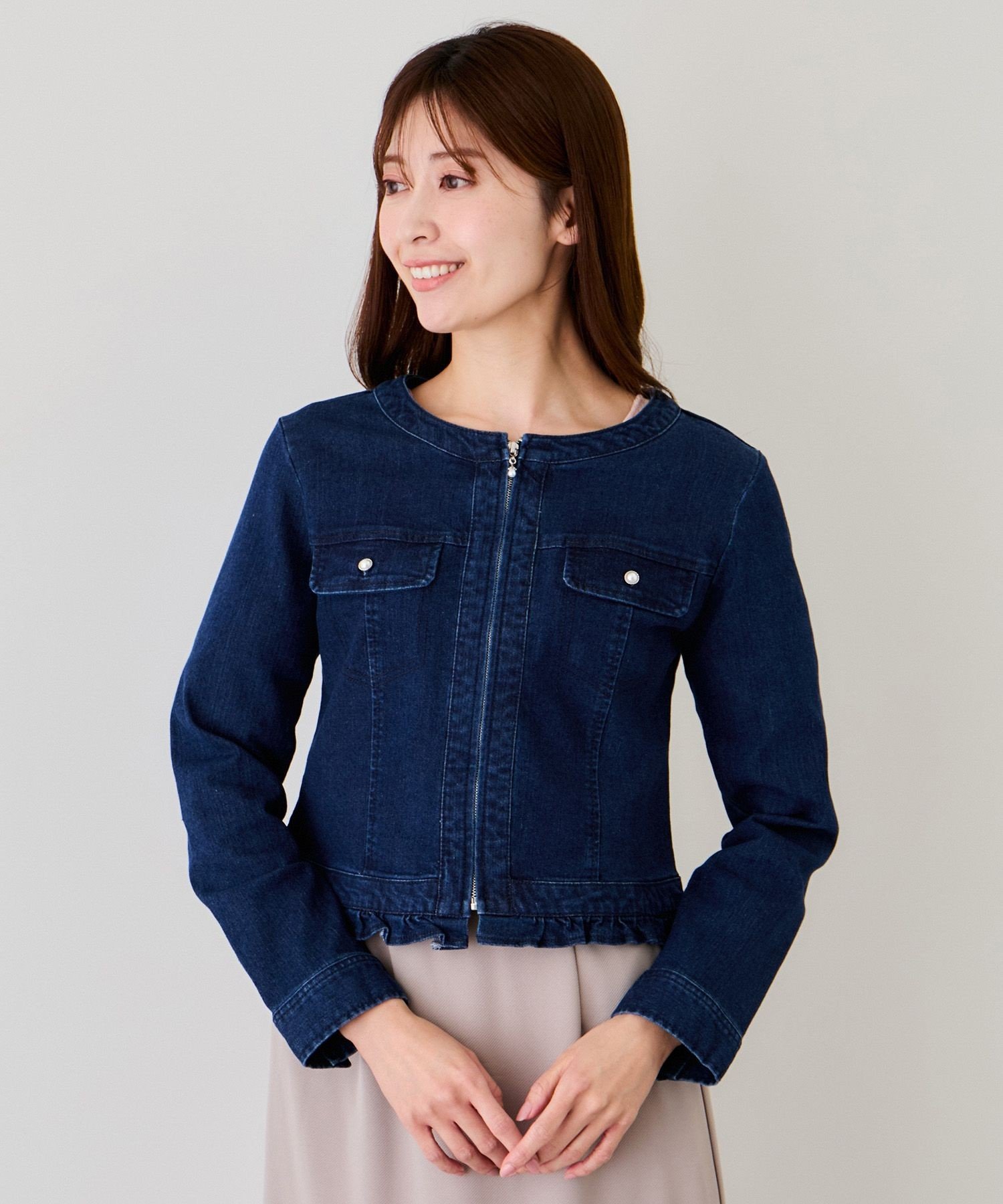 楽天市場】danton デニムノーカラージャケットの通販