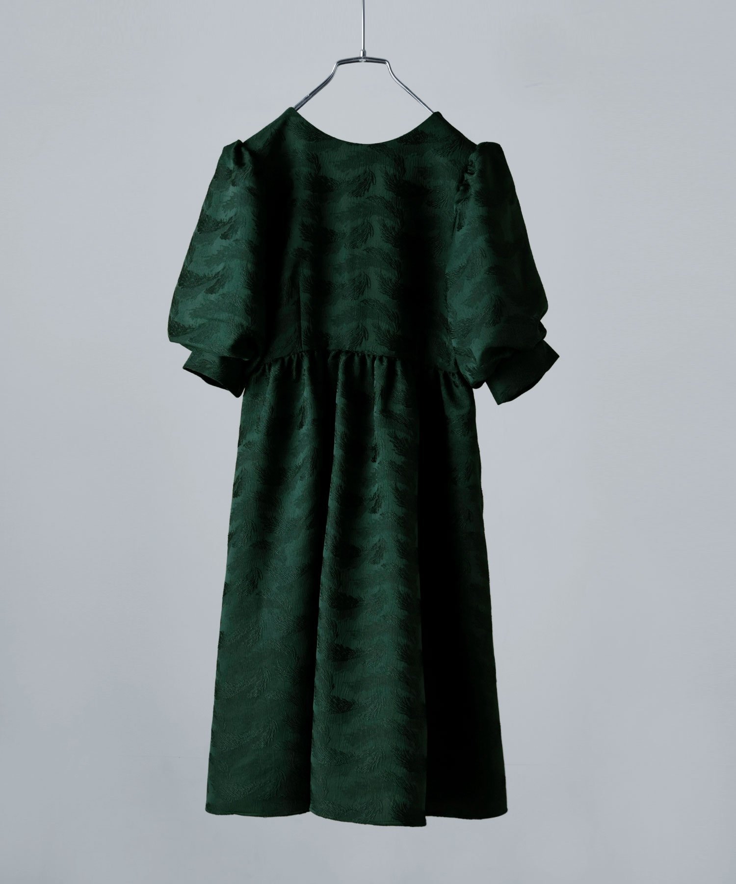 bflat｜ジャガードパフスリーブドレス | Rakuten Fashion(楽天