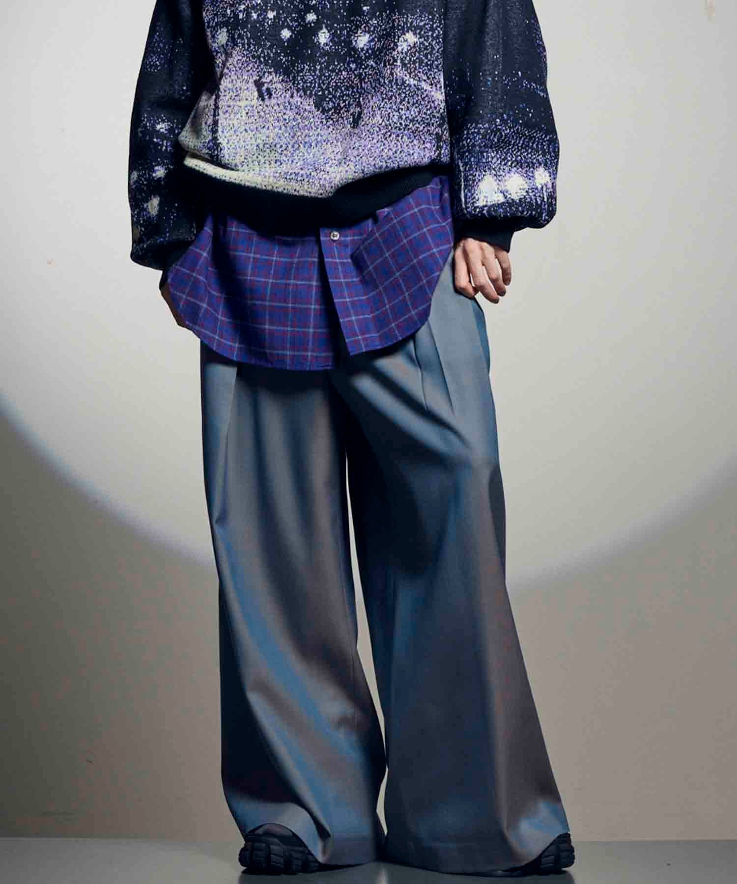 MAISON SPECIAL｜4 Colors Chambray Washable Wool Baggy Wide Pants