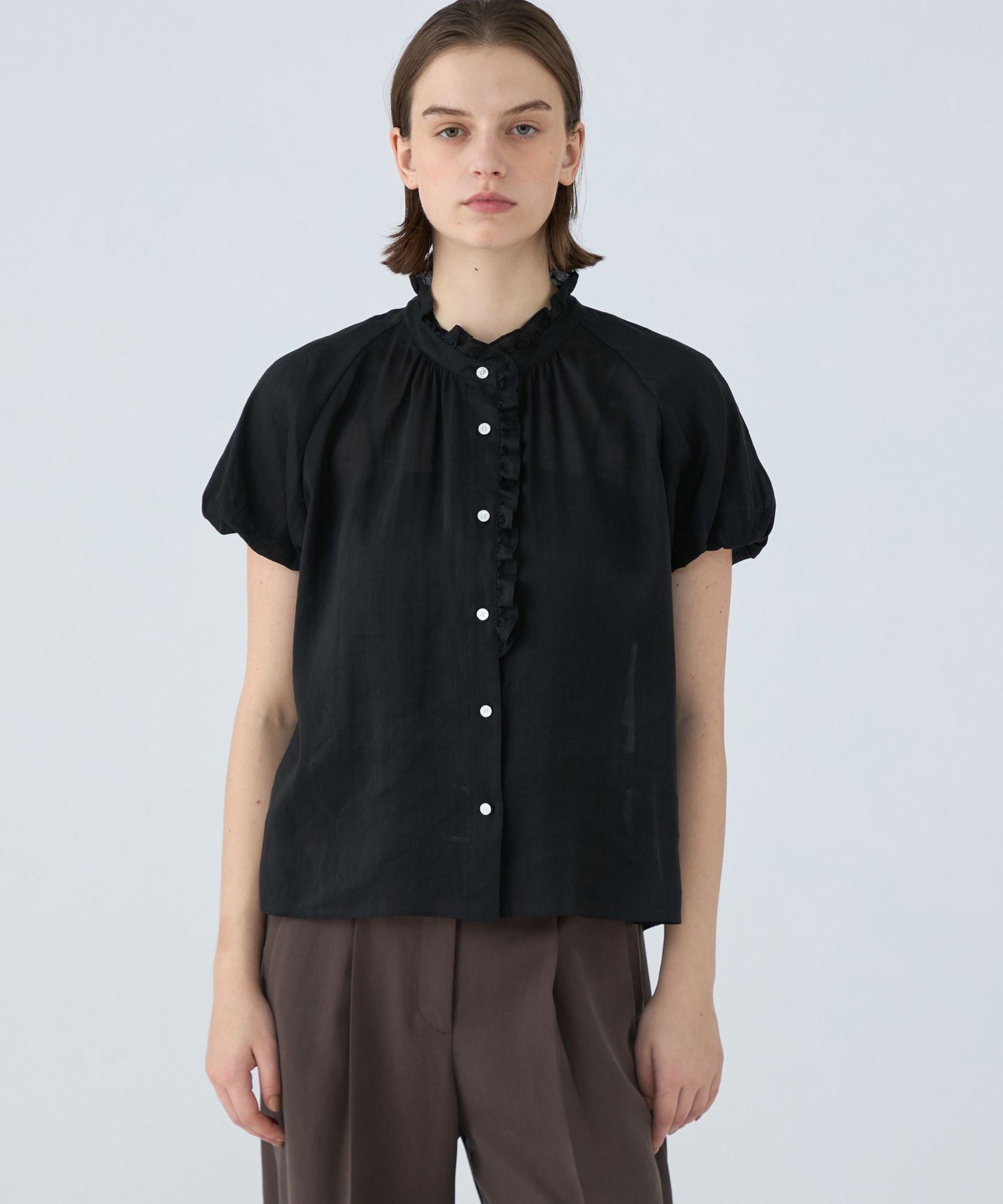 TOMORROWLAND｜スムースラミー フリルカラーブラウス | Rakuten