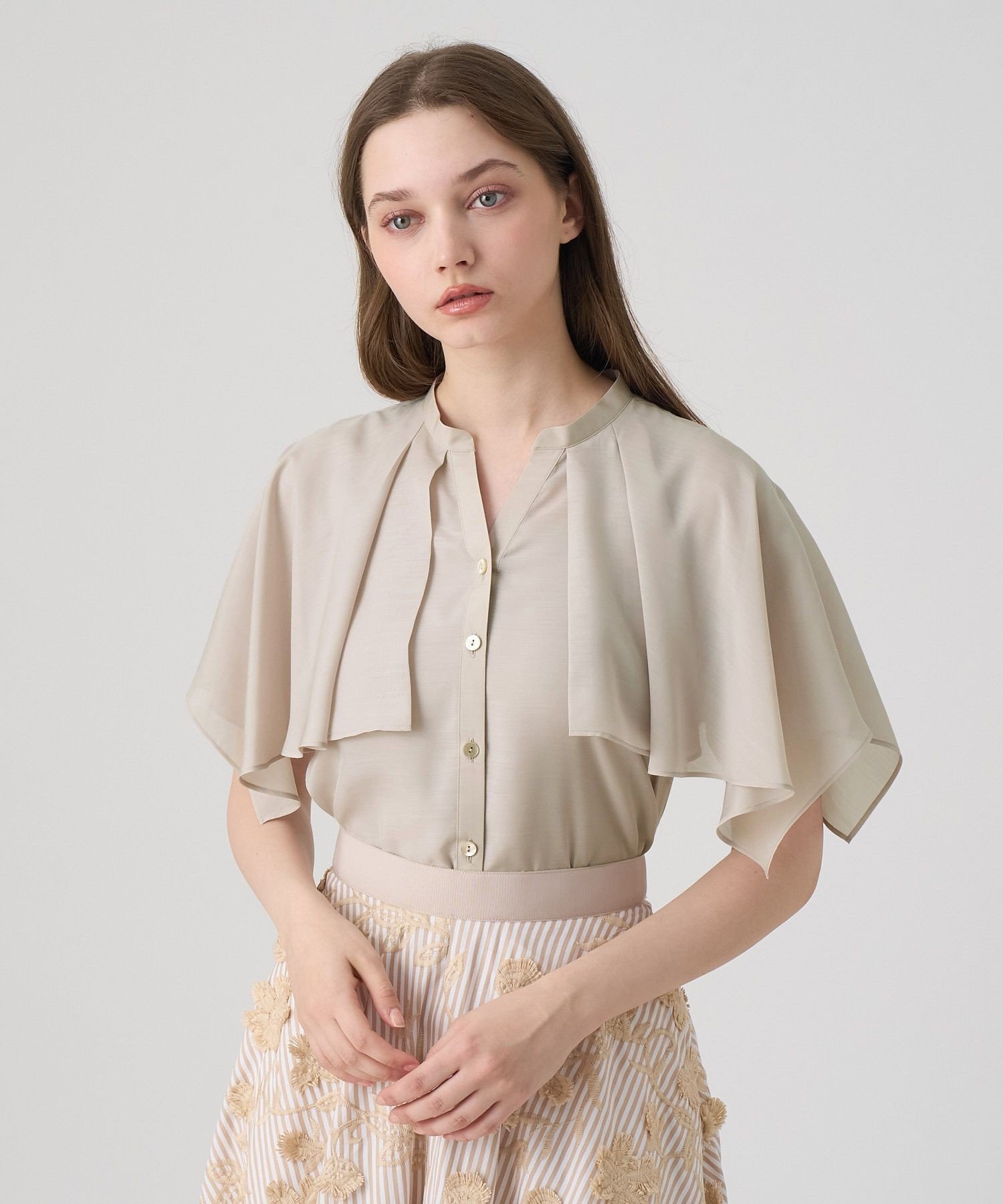 ANAYI｜スパンローンケープラッフルブラウス | Rakuten Fashion(楽天