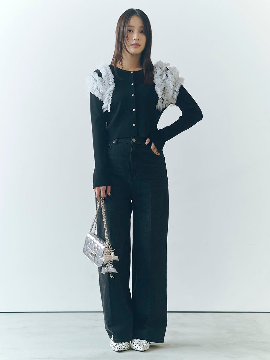 FRAY I.D｜ショルダーチュールフリルニットカーディガン | Rakuten