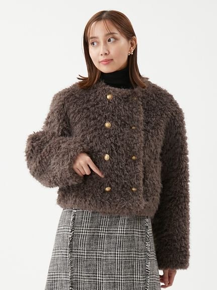 Mila Owen｜金釦フェイクファー短丈ジャケット | Rakuten Fashion(楽天