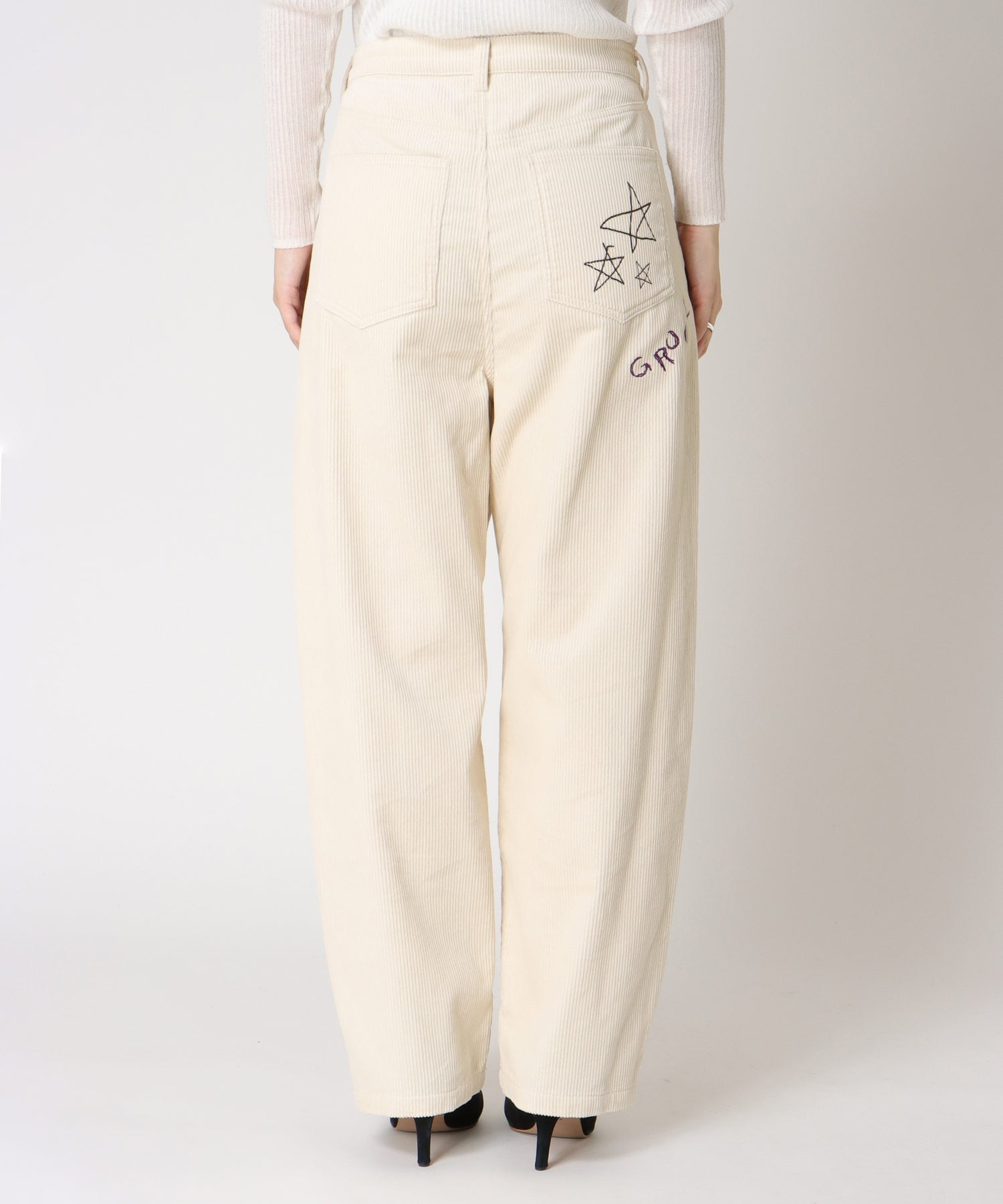 Three Four Time｜Three Four Time/落書き刺繍コーデュロイパンツ