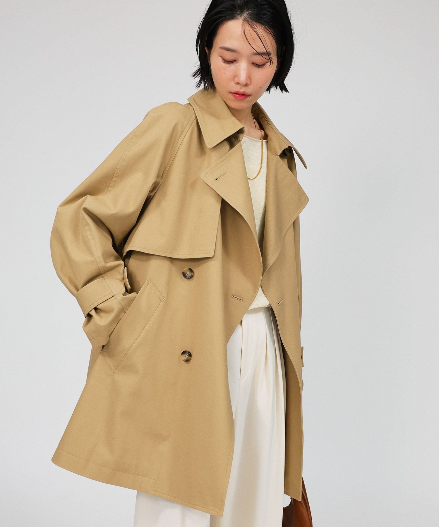 BABYLONE｜ツイルショートトレンチコート | Rakuten Fashion(楽天